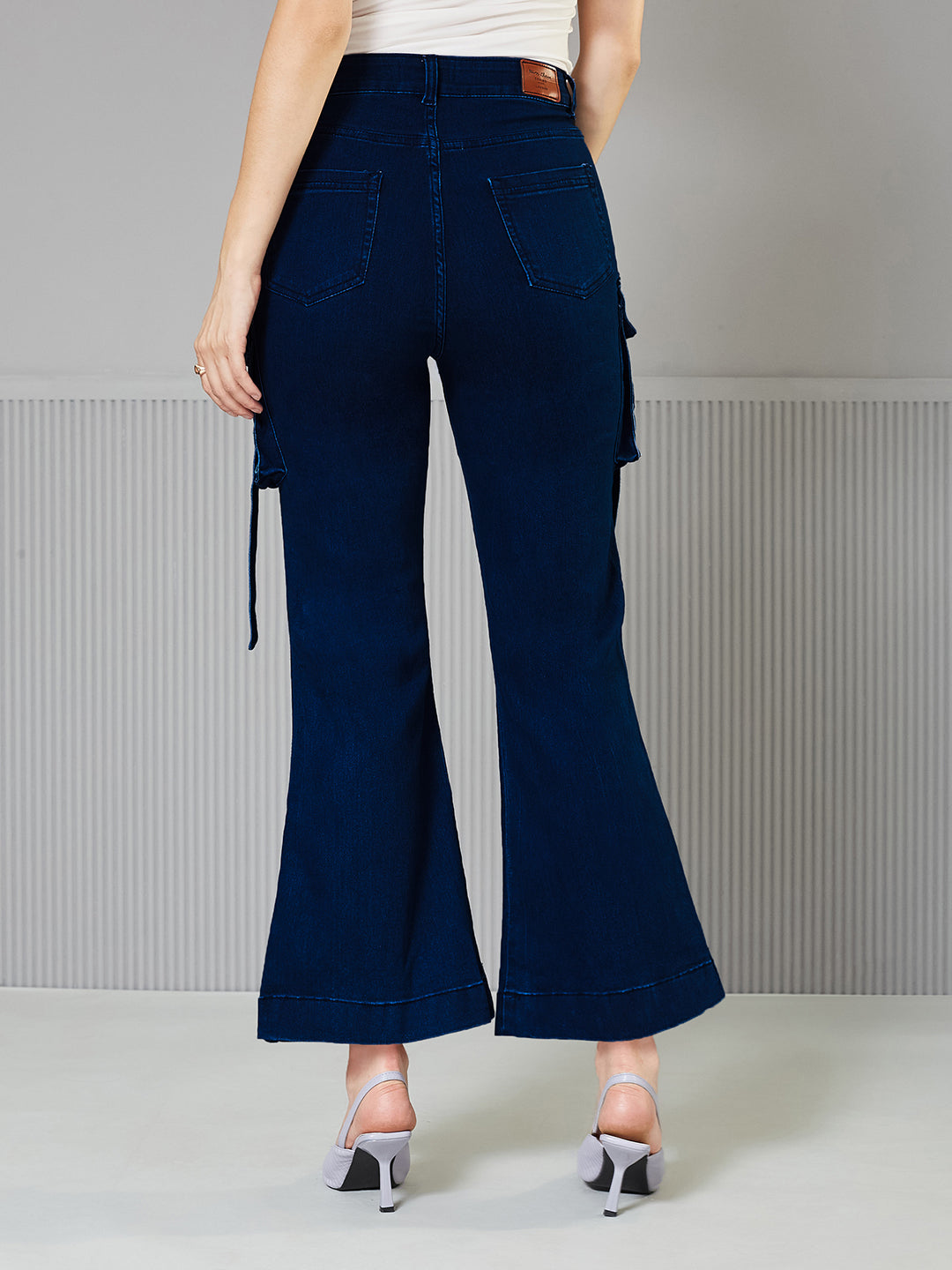 Navy-Blue Bootcut High-Rise Regular Stretchable Denim Jeans for Women