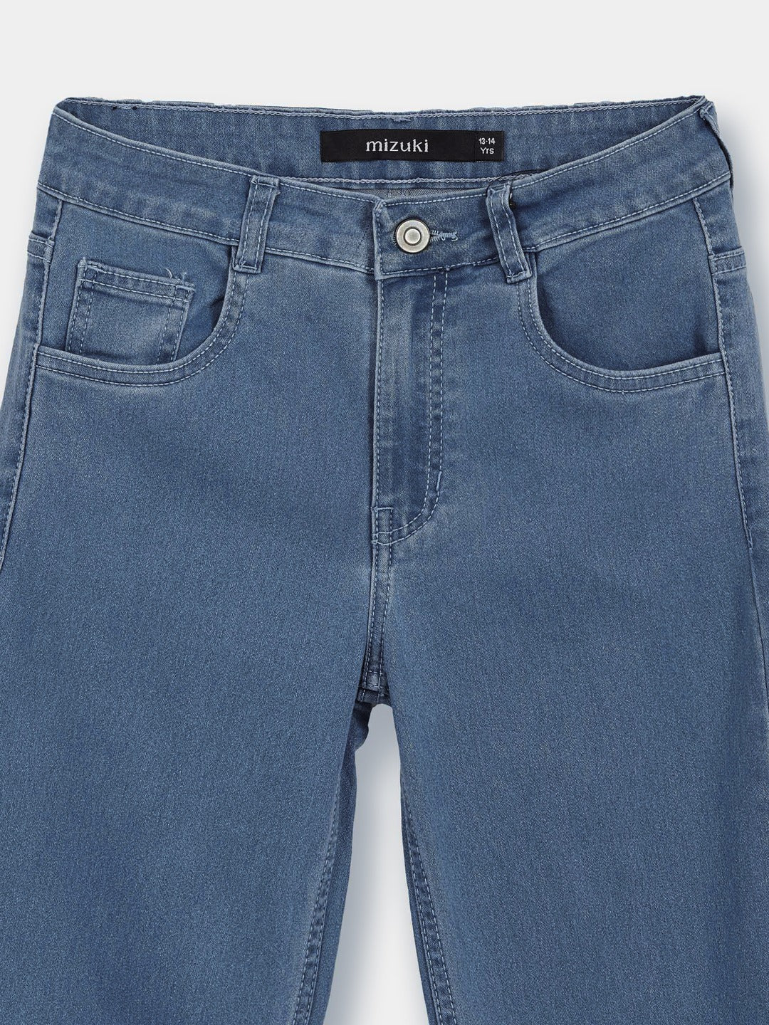Blue Wide-Leg High-Rise Clean-Look Regular-Length Stretchable Denim Jeans for Girls/Teenagers
