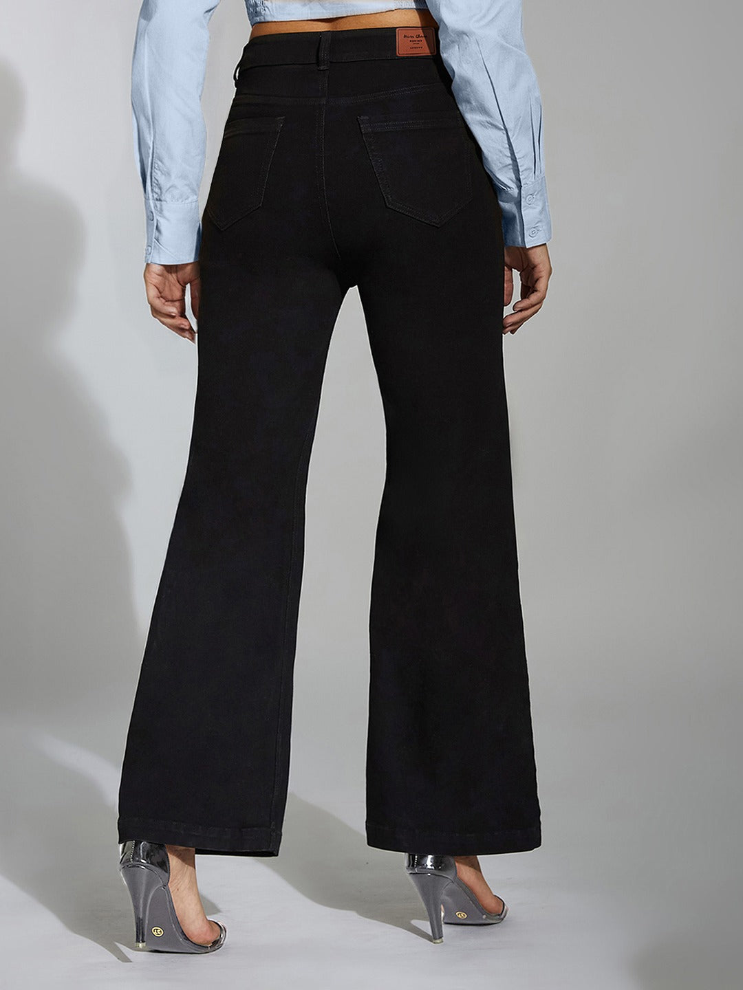 Black Bootcut High Rise Stretchable Denim Jeans for Women