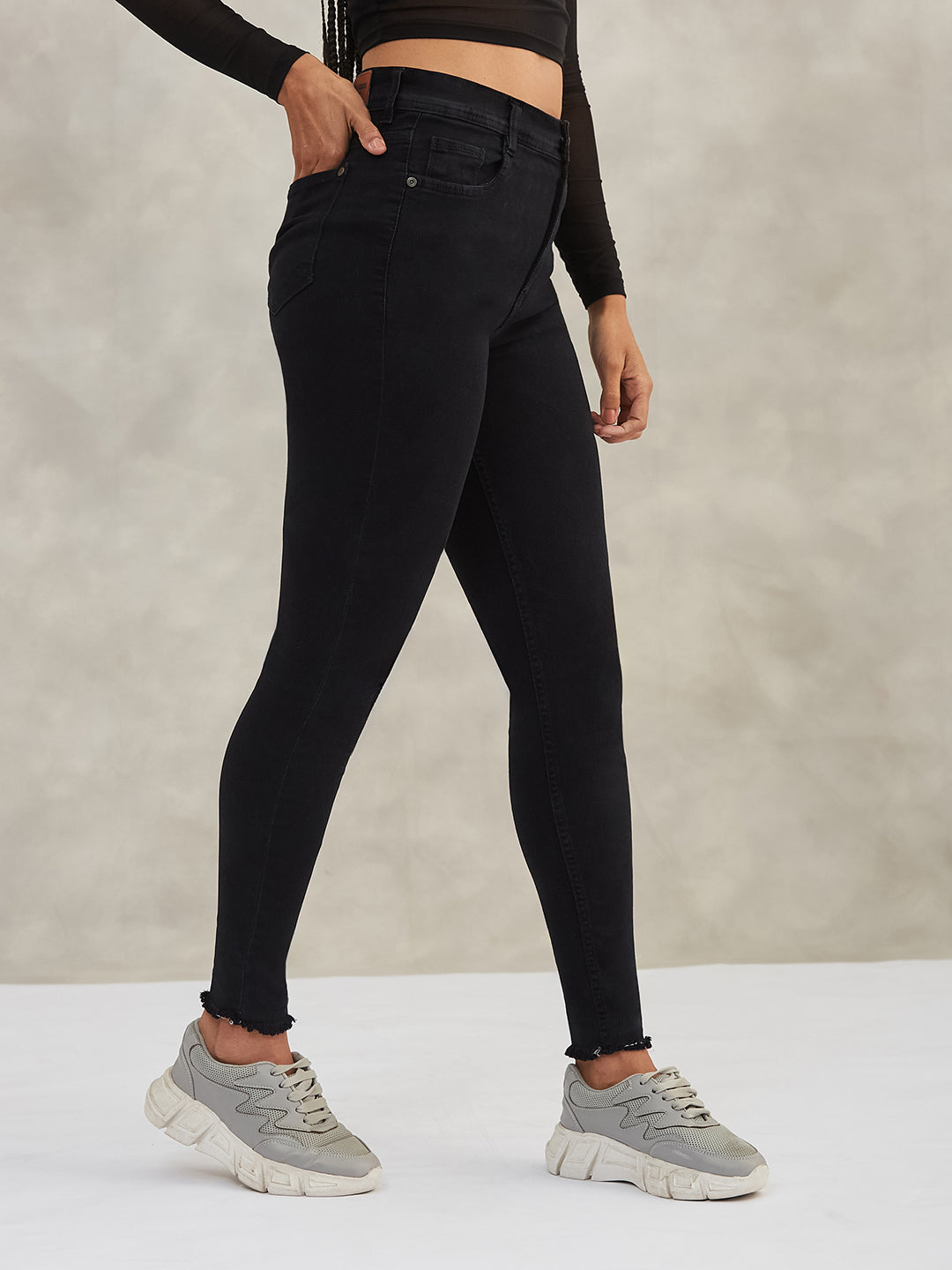 Women's Black Slim-Fit High-Rise Denim Jeans