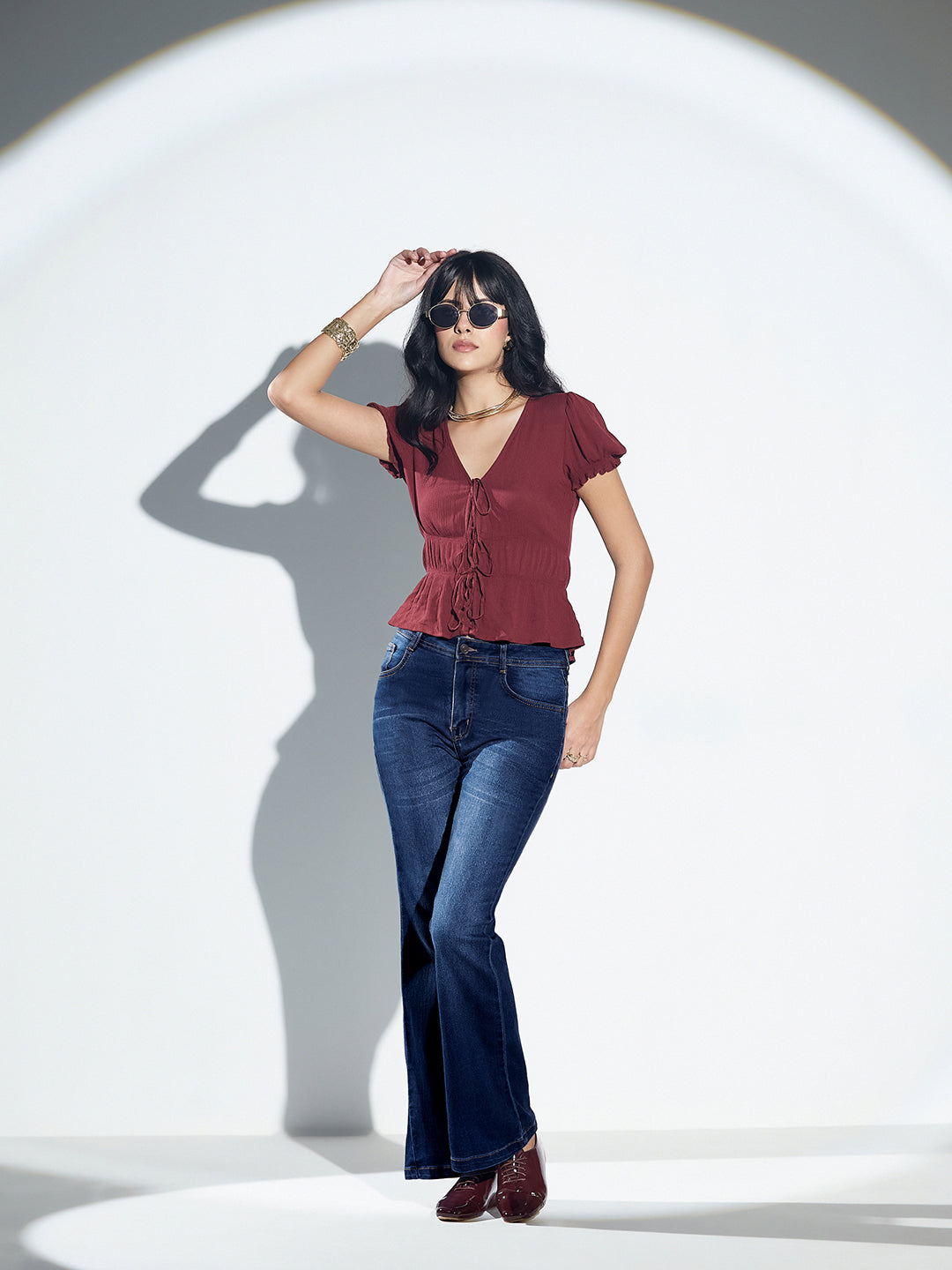 24/7 Comfort Blue Bootcut Mid-Rise Denim Stretchable Jeans For Women