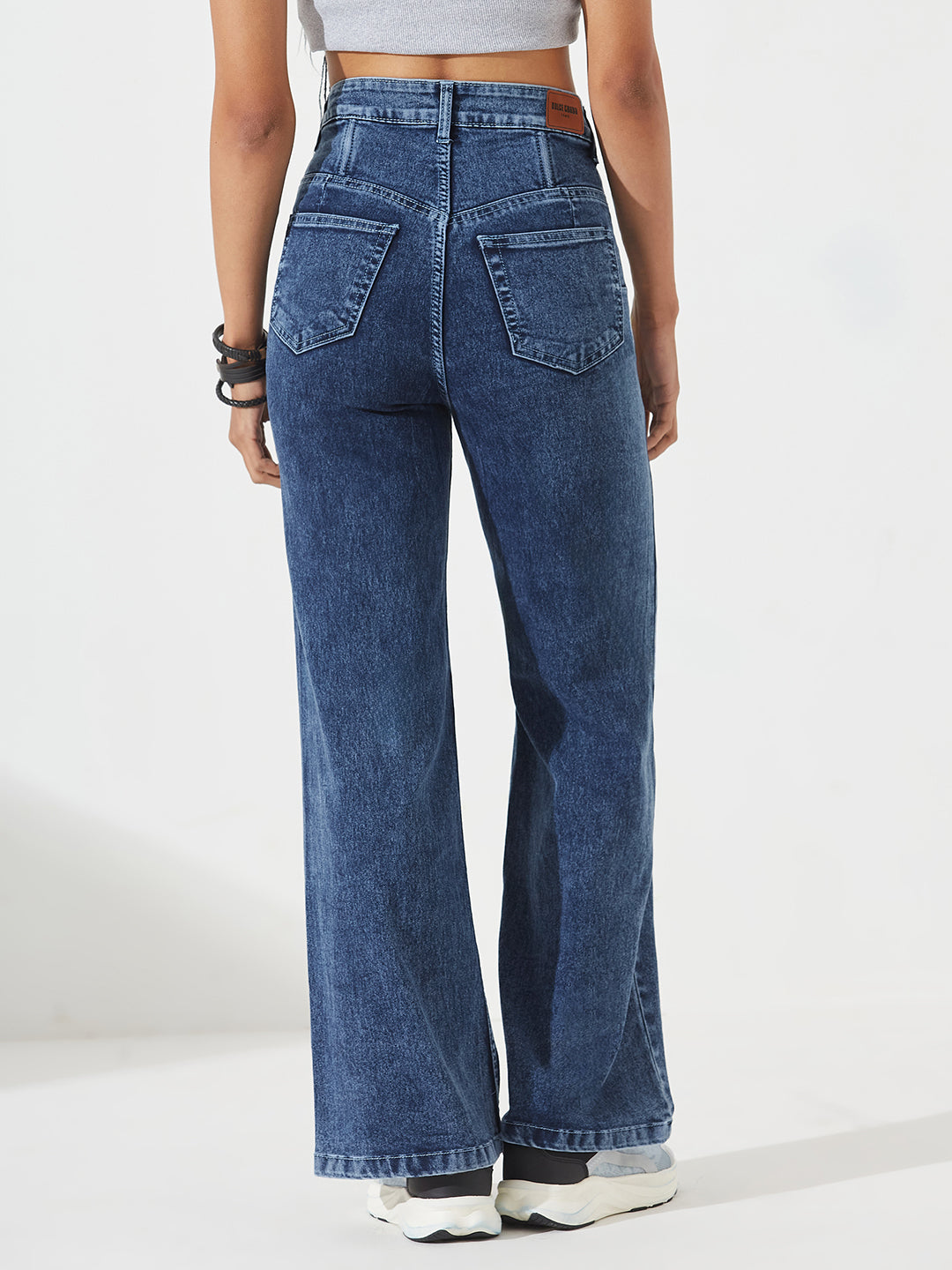 CHASEshape™ Light-Shaping Wide-Leg High-Rise Dark Blue Denim Jeans with Boning Technology