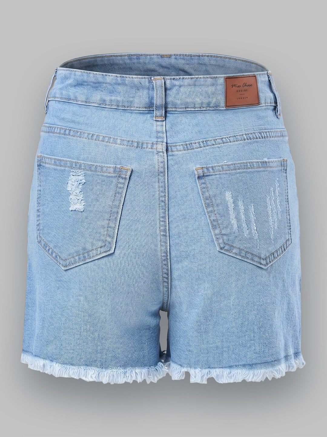 Blue Relaxed Mid Rise High Distress Non Stretchable Denim Shorts for Women