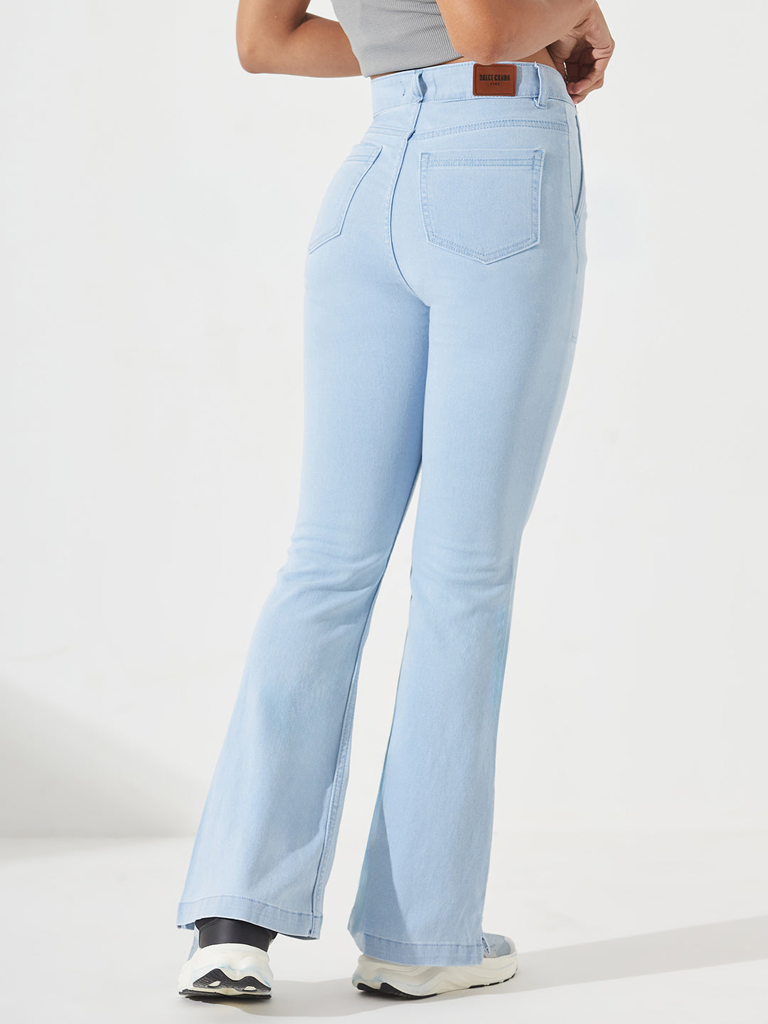 Light Blue Bootcut High-Rise Regular Stretchable Denim Jeans For Women