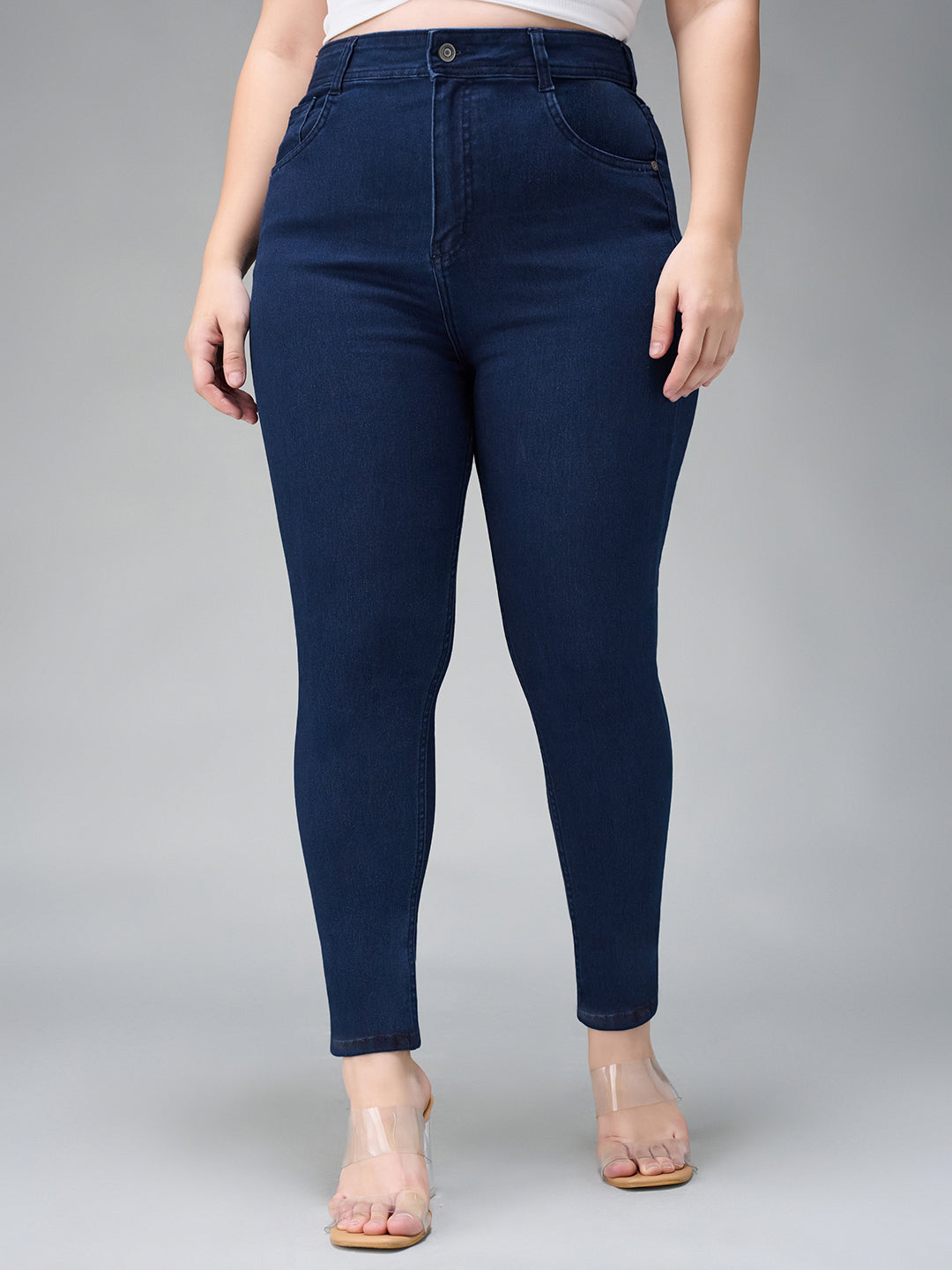 Women's Navy Blue Skinny Fit High Rise Stretchable Denim Jeans