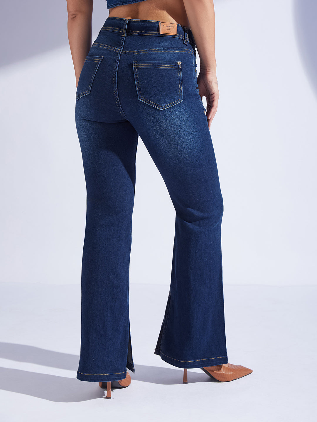 Women's Blue Bootcut Mid-Rise  Regular-Length Denim Stretchable Jeans