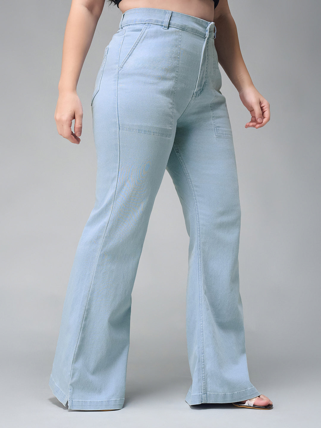 Women's Light Blue Bootcut High rise Stretchable Denim Jeans