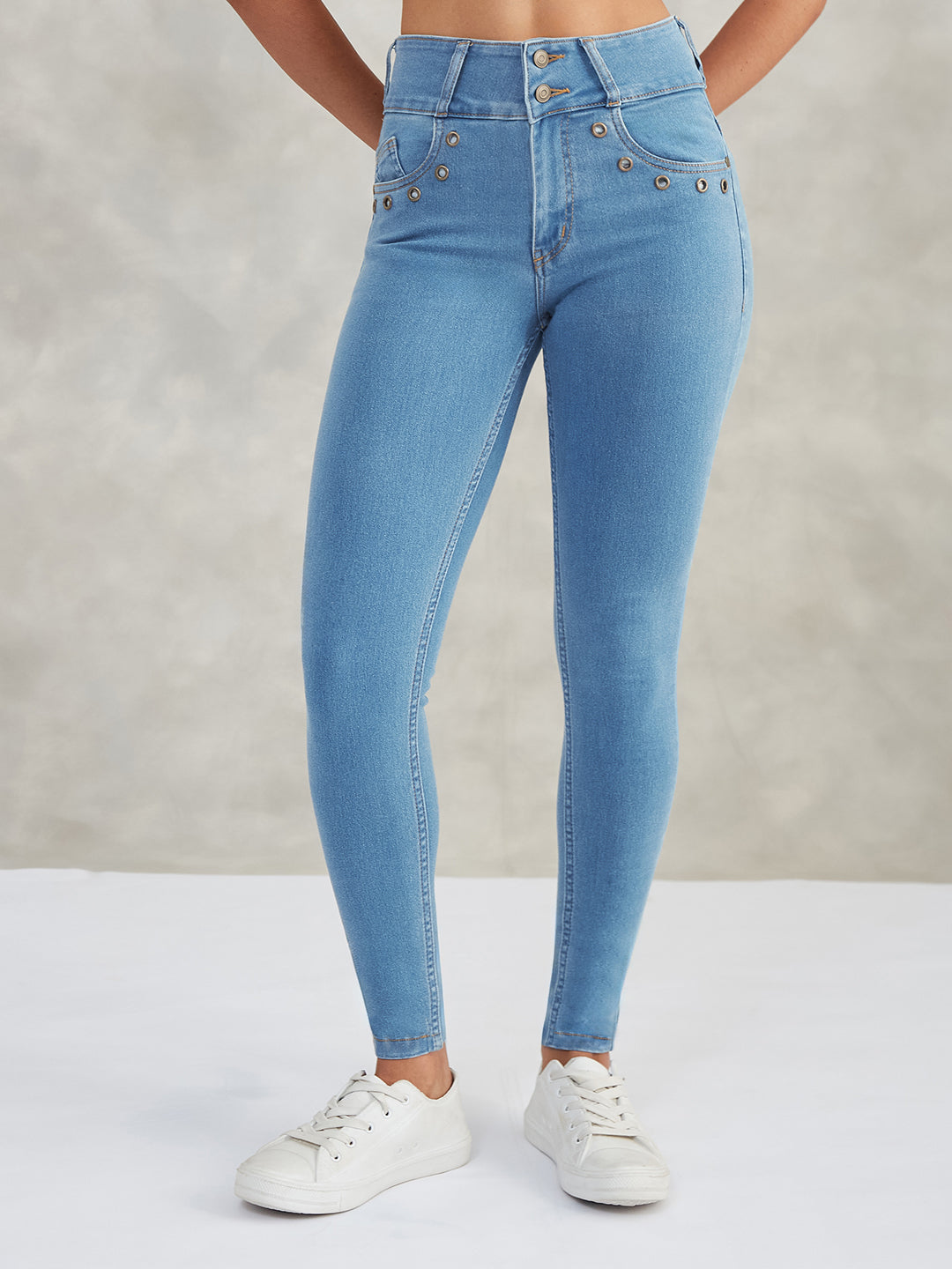 Women's Blue Skinny High-Rise Stretchable Denim Pants