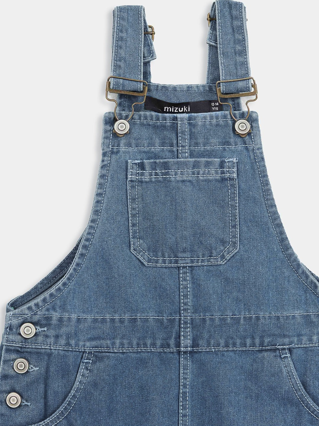 Blue Straight Fit Clean Look Regular Denim Dungaree for Girls/Teenagers