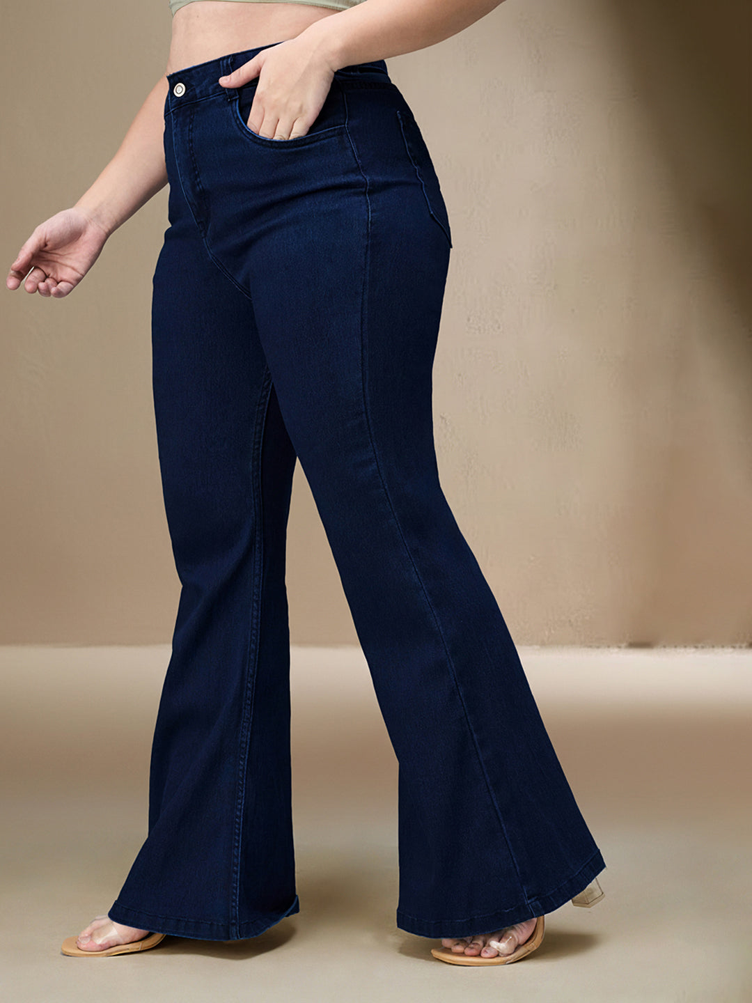 CHASEshape™ Navy Blue Bootcut High Rise Stretchable Denim Jeans for Women