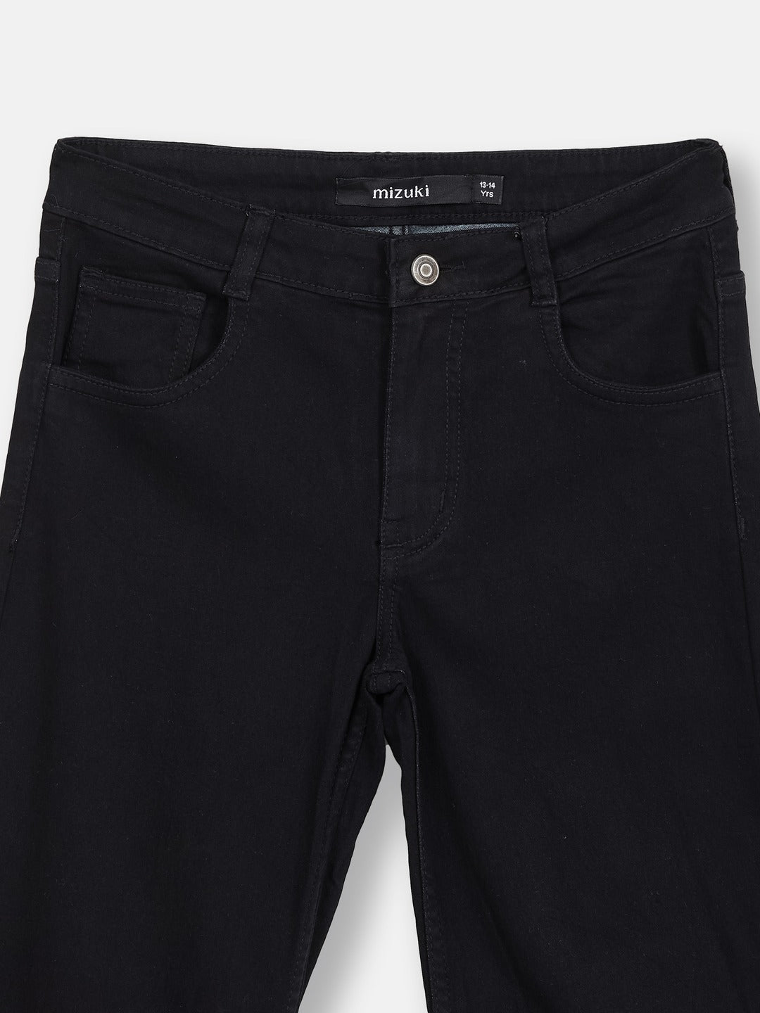 Black Wide-Leg High-Rise Clean-Look Regular-Length Stretchable Denim Jeans for Girls/Teenagers