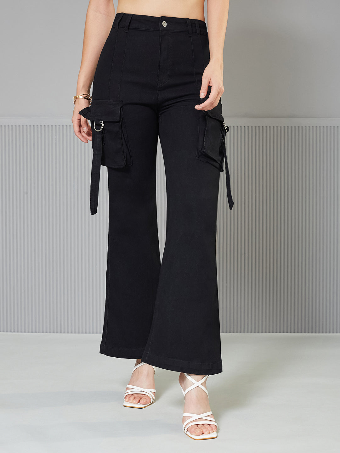 Women's Black Bootcut High-Rise Stretchable Denim Jeans