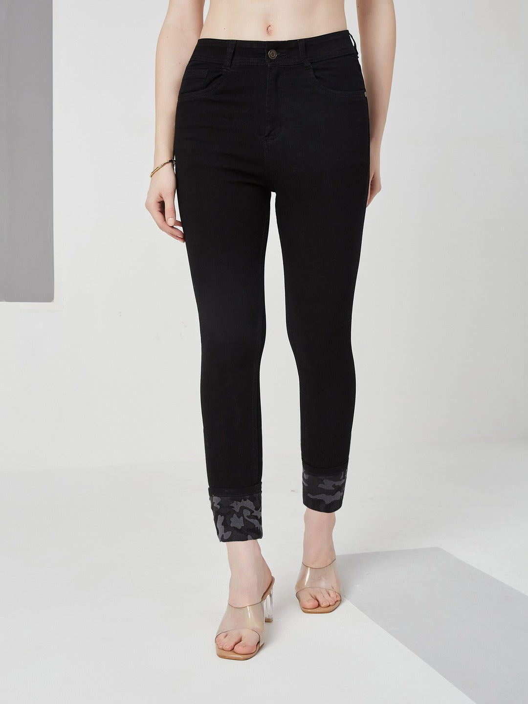 Black high-rise Slim Fit Stretchable Denim Jeans for Women