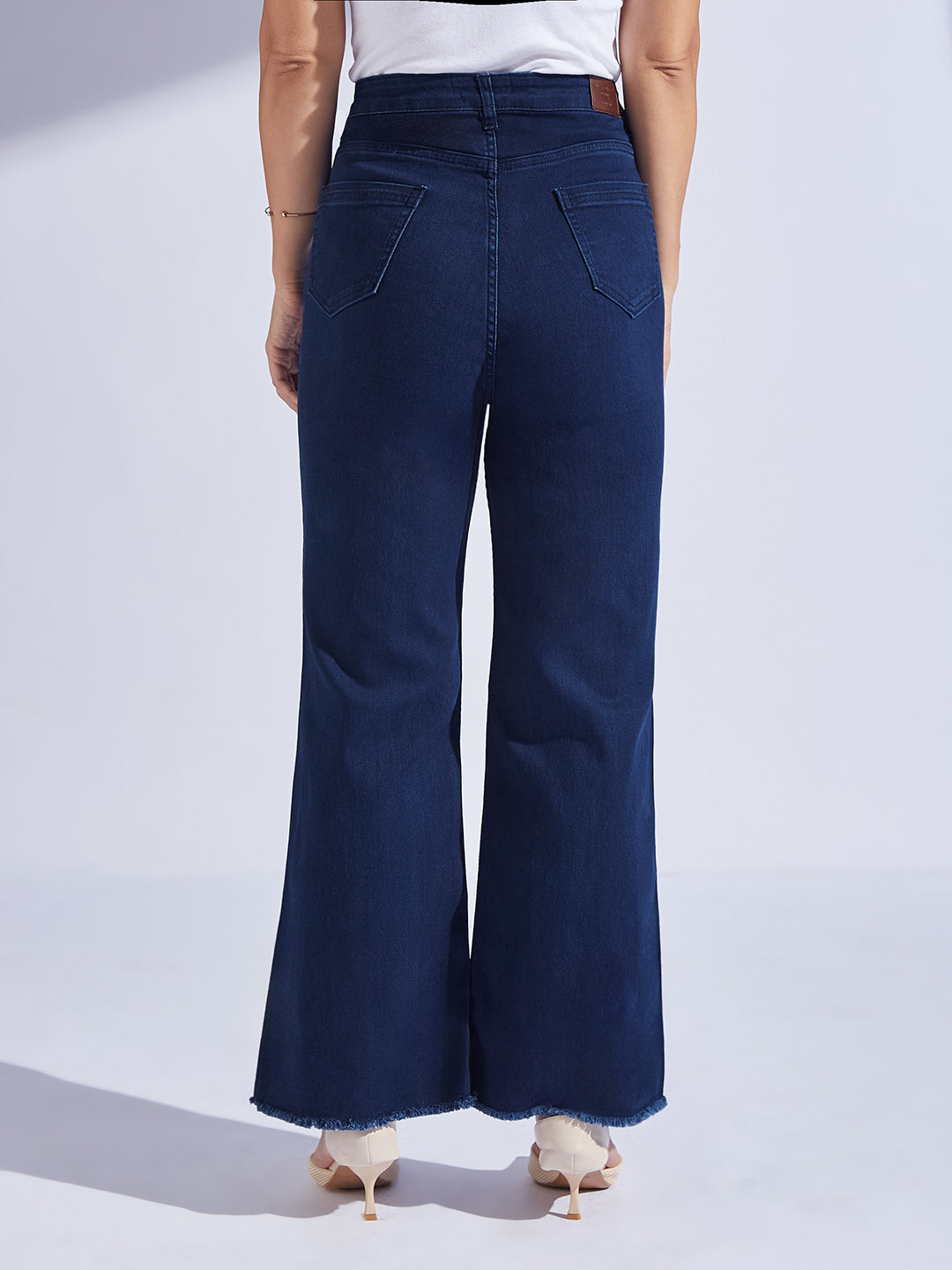 Navy Blue Bootcut High Rise Clean Look Regular-Length Stretchable Denim Jeans for Women