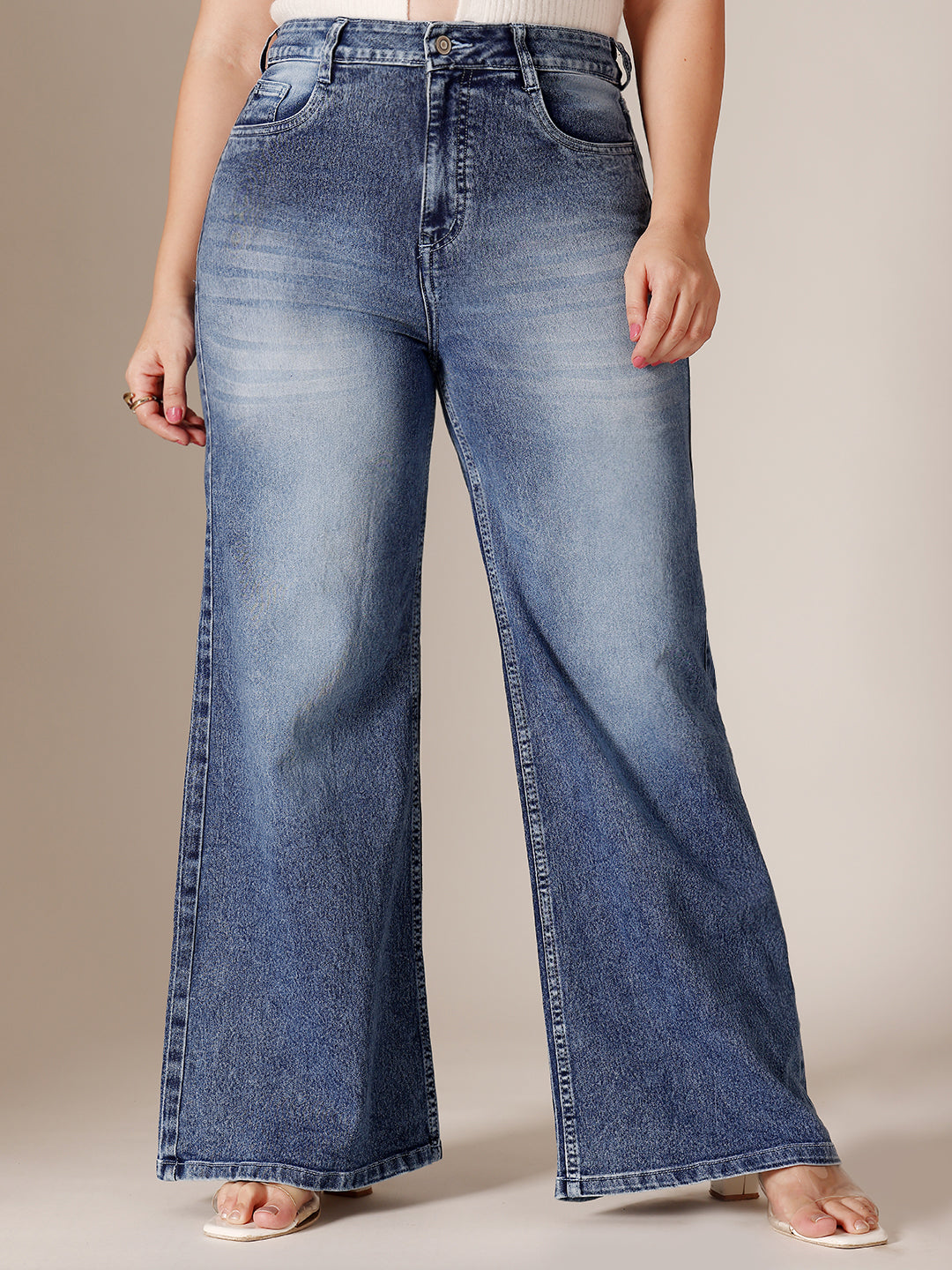 CHASEstretch™ Light Blue Wide-Leg High-Rise Stretchable Denim Jeans for Women
