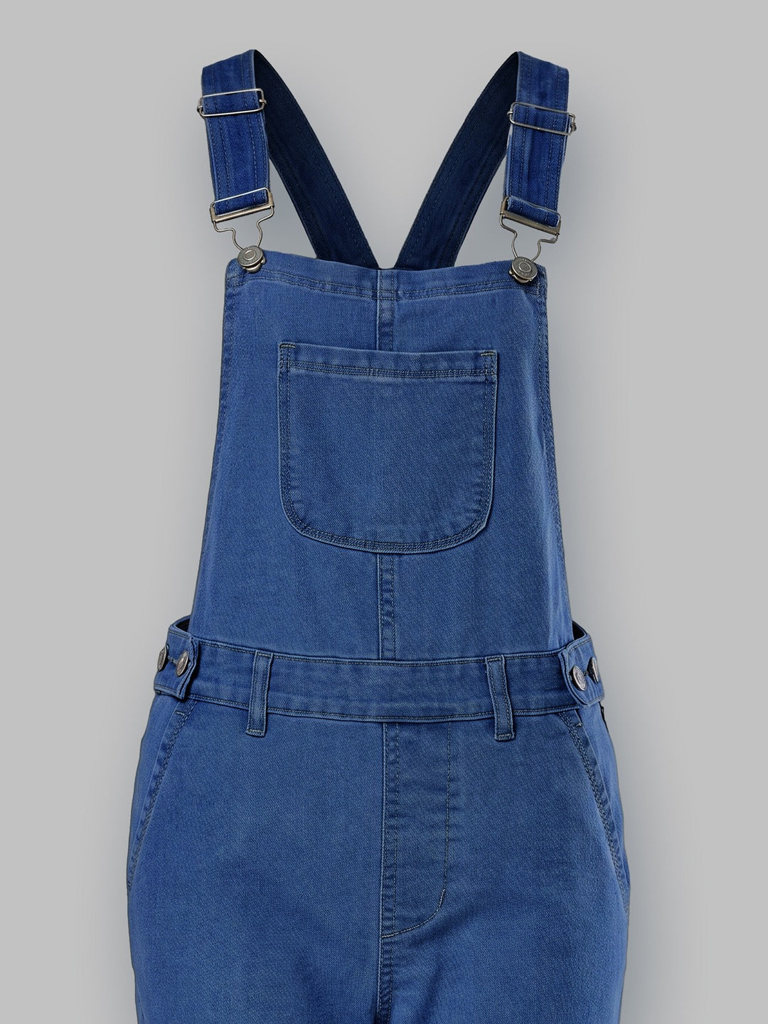 Blue Fit Mid Rise Denim Dungaree  for Women