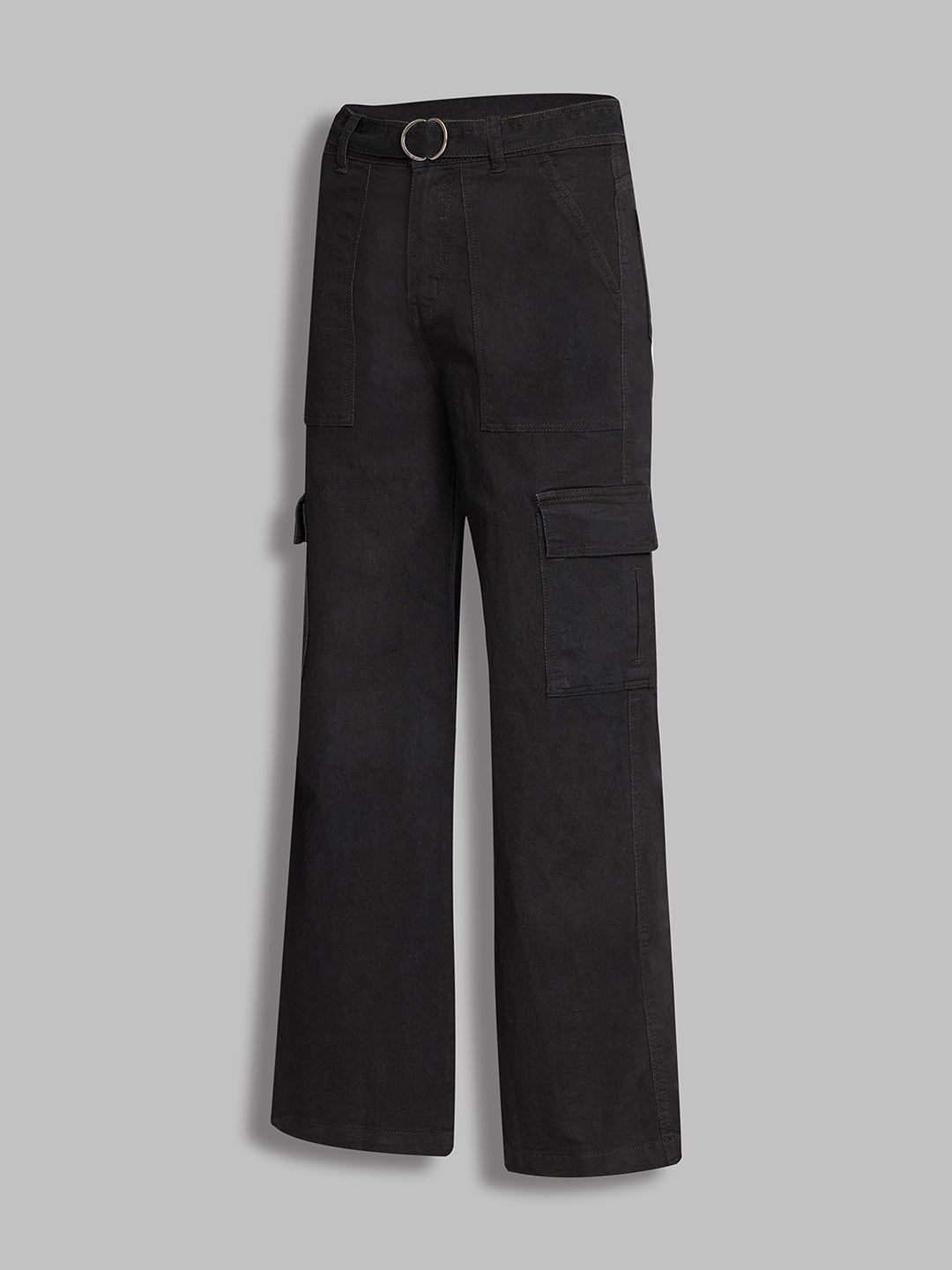 Women's Black Wide-Leg High-Rise Stretchable Denim Jeans