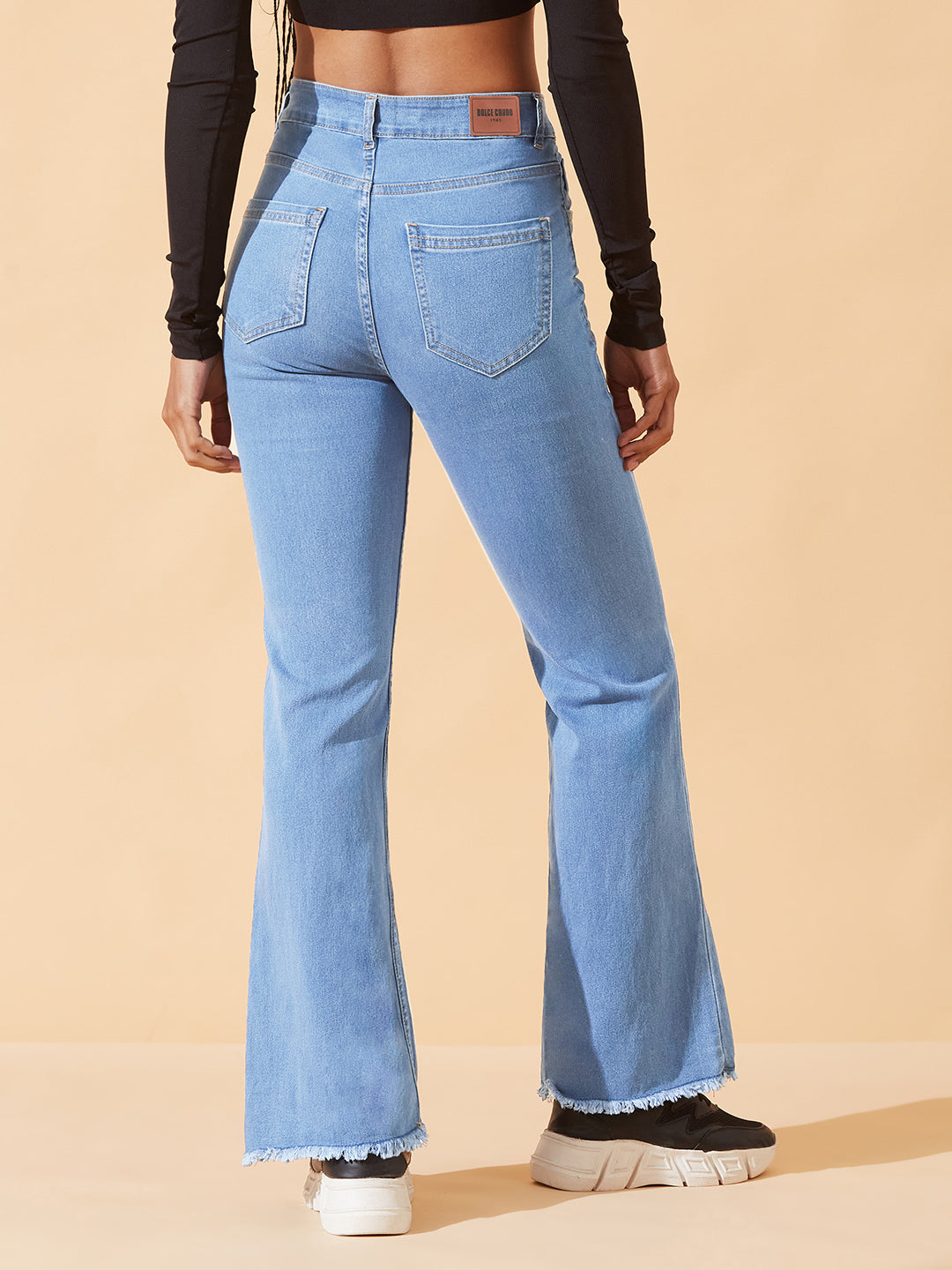 Light Blue Bootcut High-Rise Regular Stretchable Denim Jeans For Women