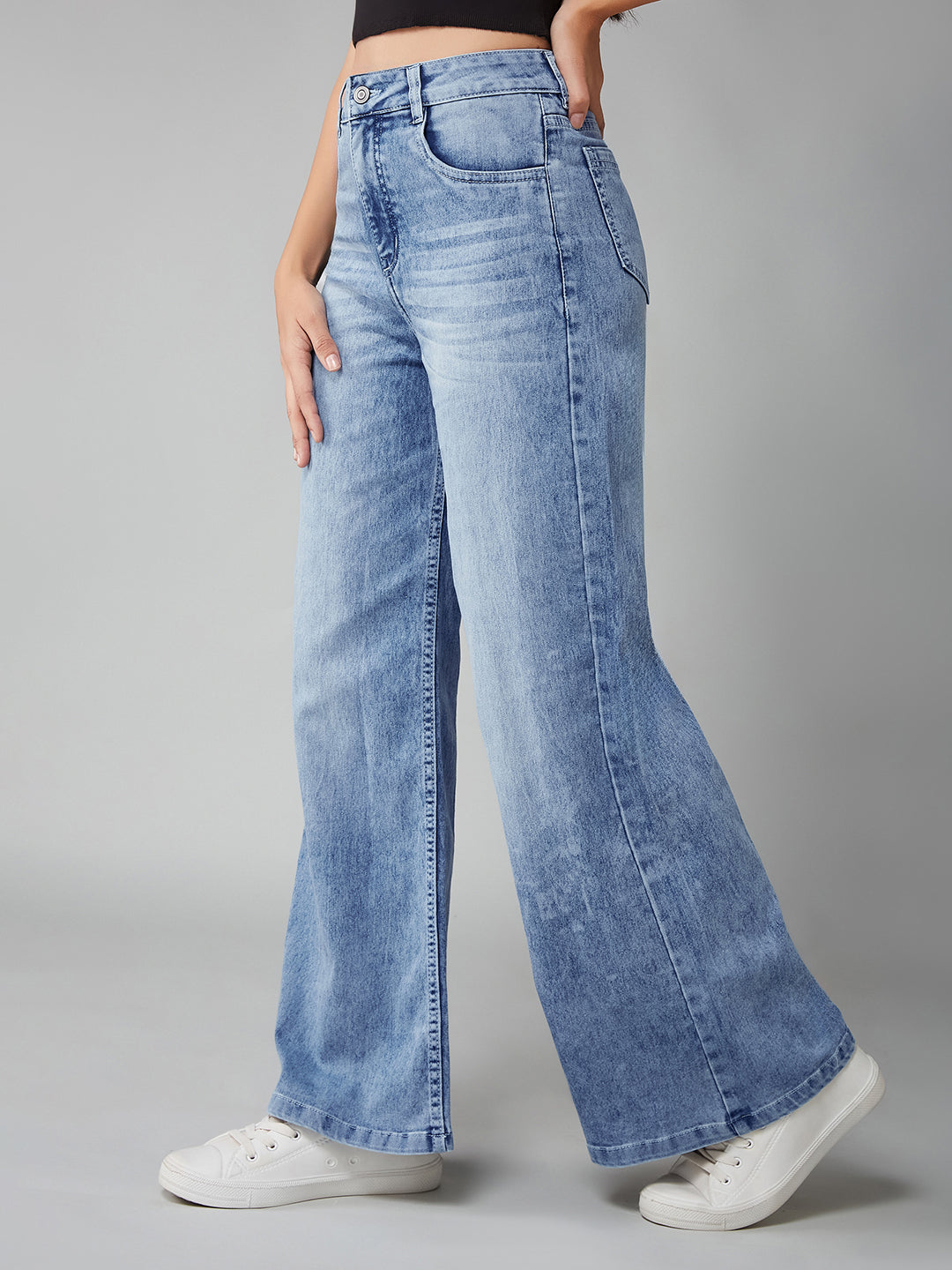 24/7 Comfort Women's Light Blue Wide-Leg High-Rise Denim Jeans