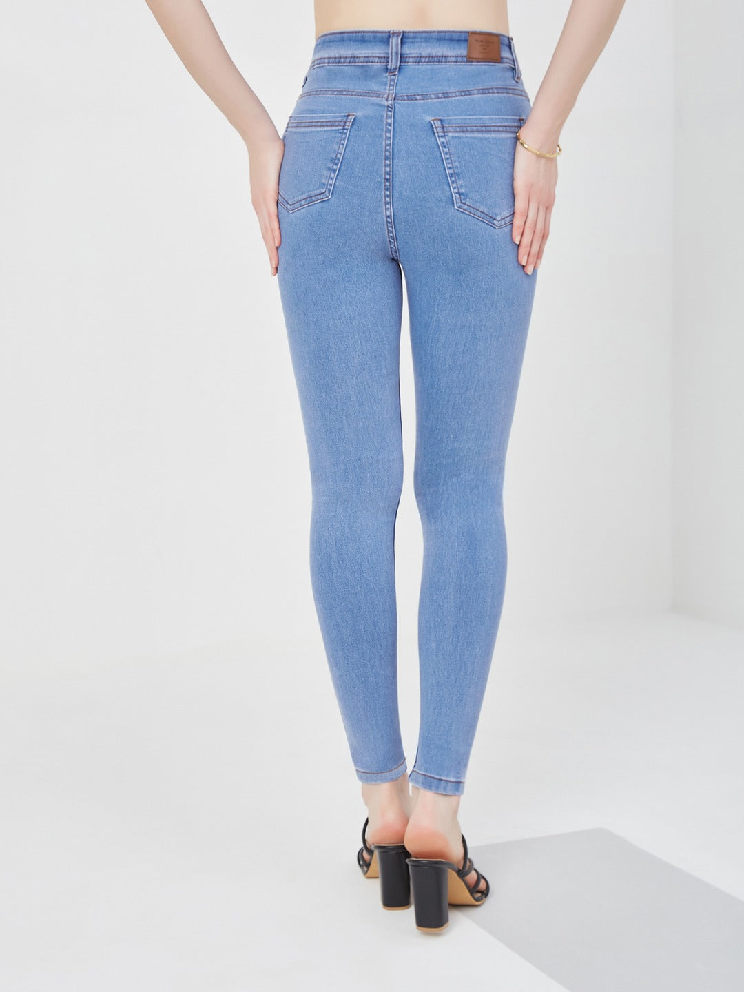 Blue Skinny high-rise Distressed Denim Jeans for Women