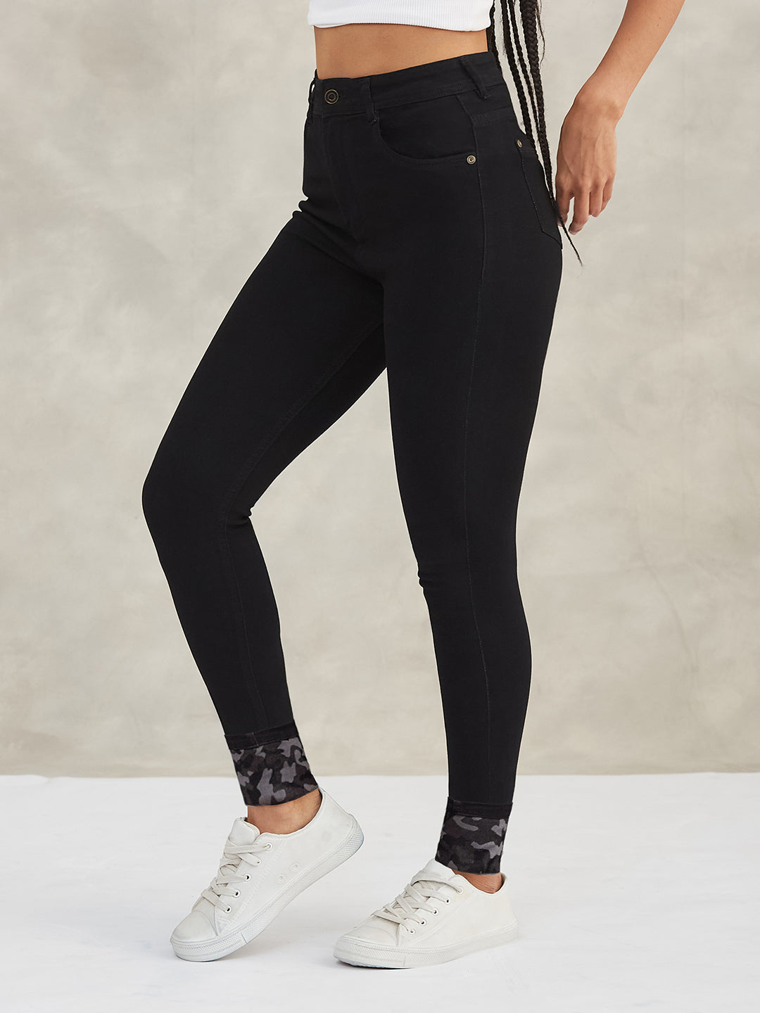 Women's Black High-Rise Slim-Fit Stretchable Denim Jeans