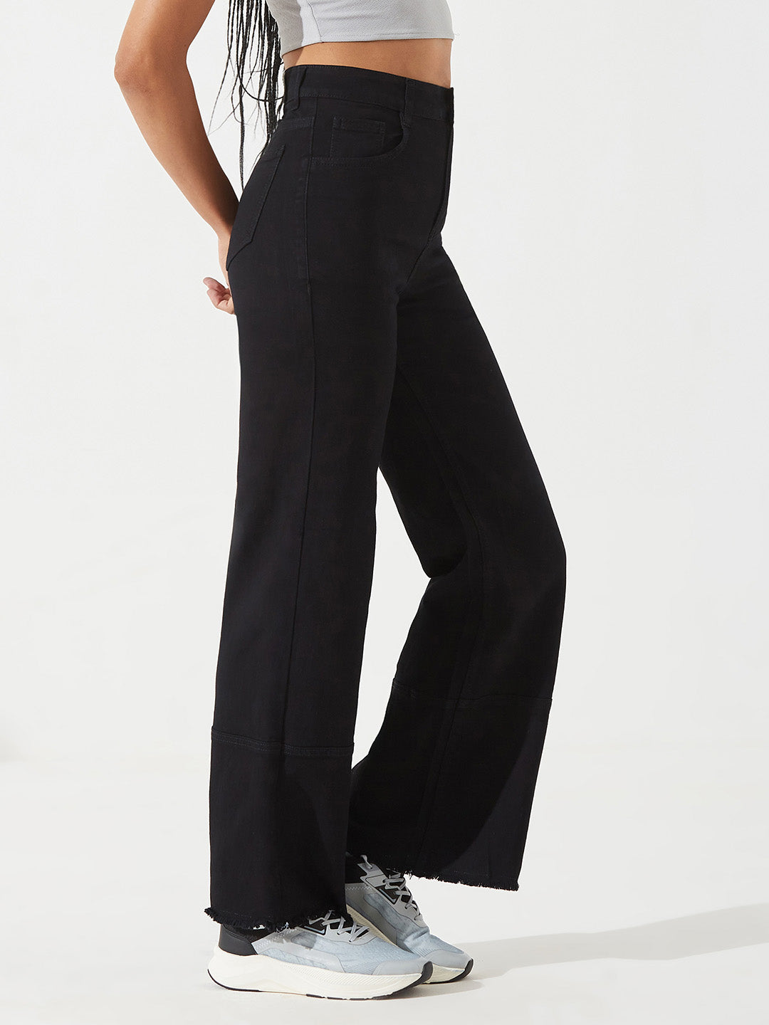 CHASEstretch™ Black Wide Leg High-Rise Stretchable Denim Jeans For Women