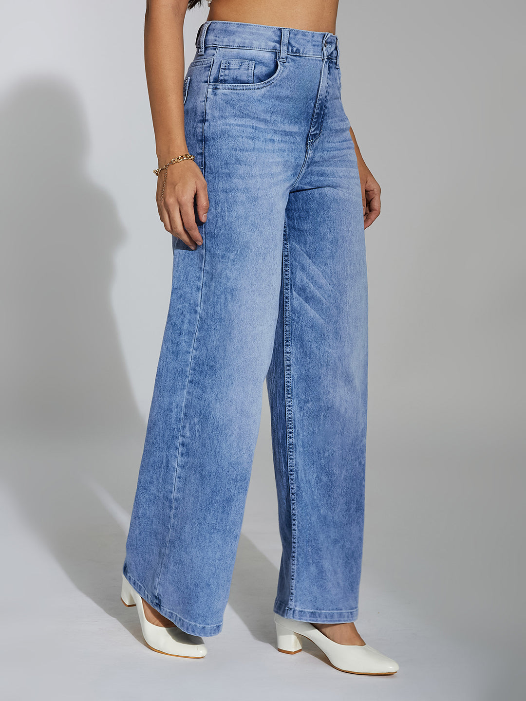 CHASEshape™ Light-Shaping Wide-Leg High-Rise Light-Blue Denim Jeans