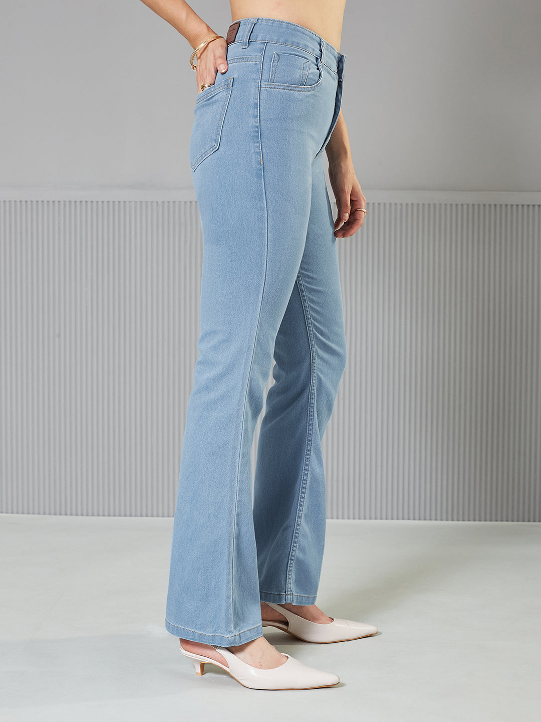 24/7 Comfort Light-Blue Bootcut High-Rise Regular Stretchable Denim Jeans for Women — Miss Chase