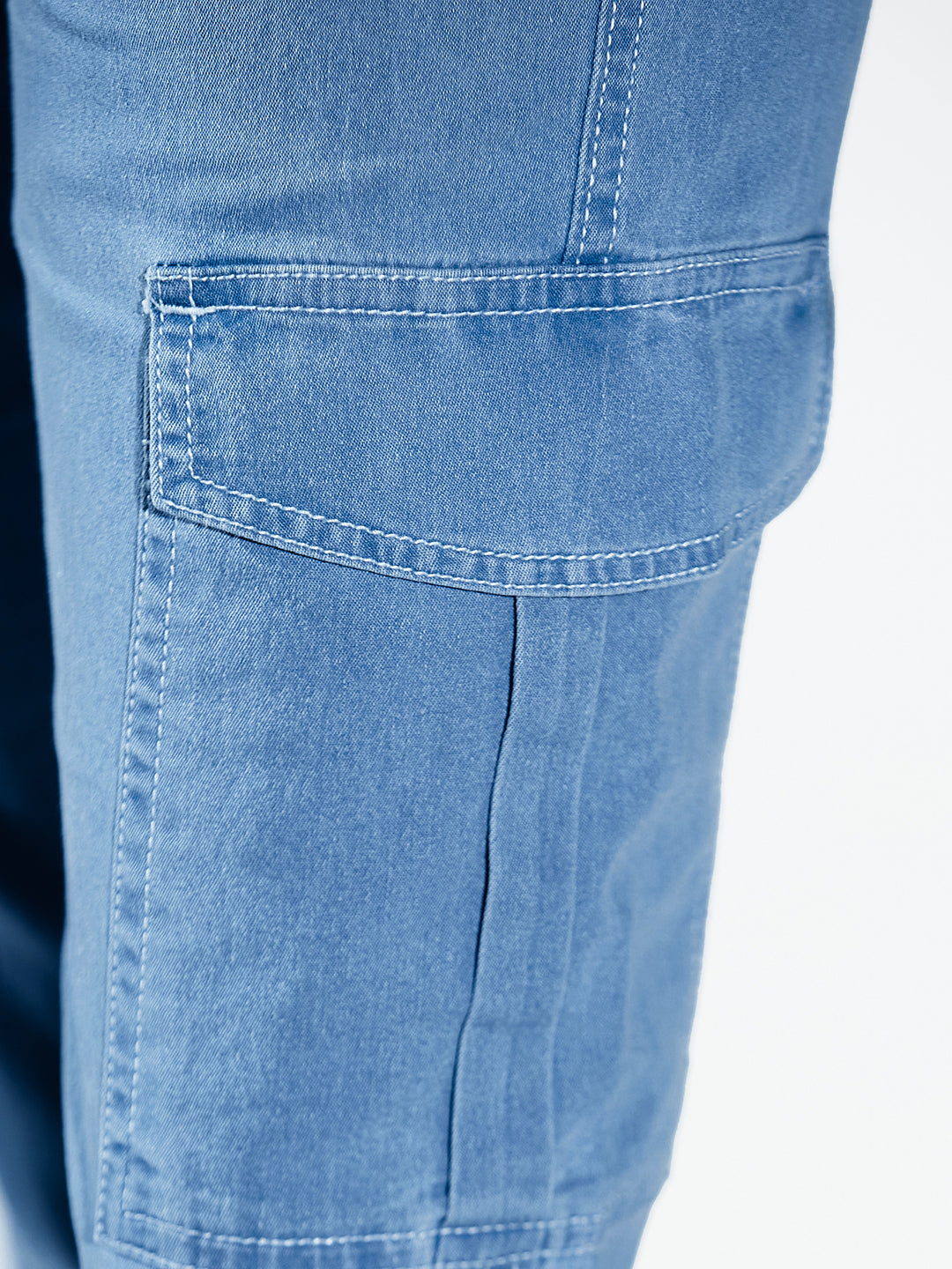 Light-Blue Regular High-Rise Regular Stretchable Light Weight Denim Joggers For Women