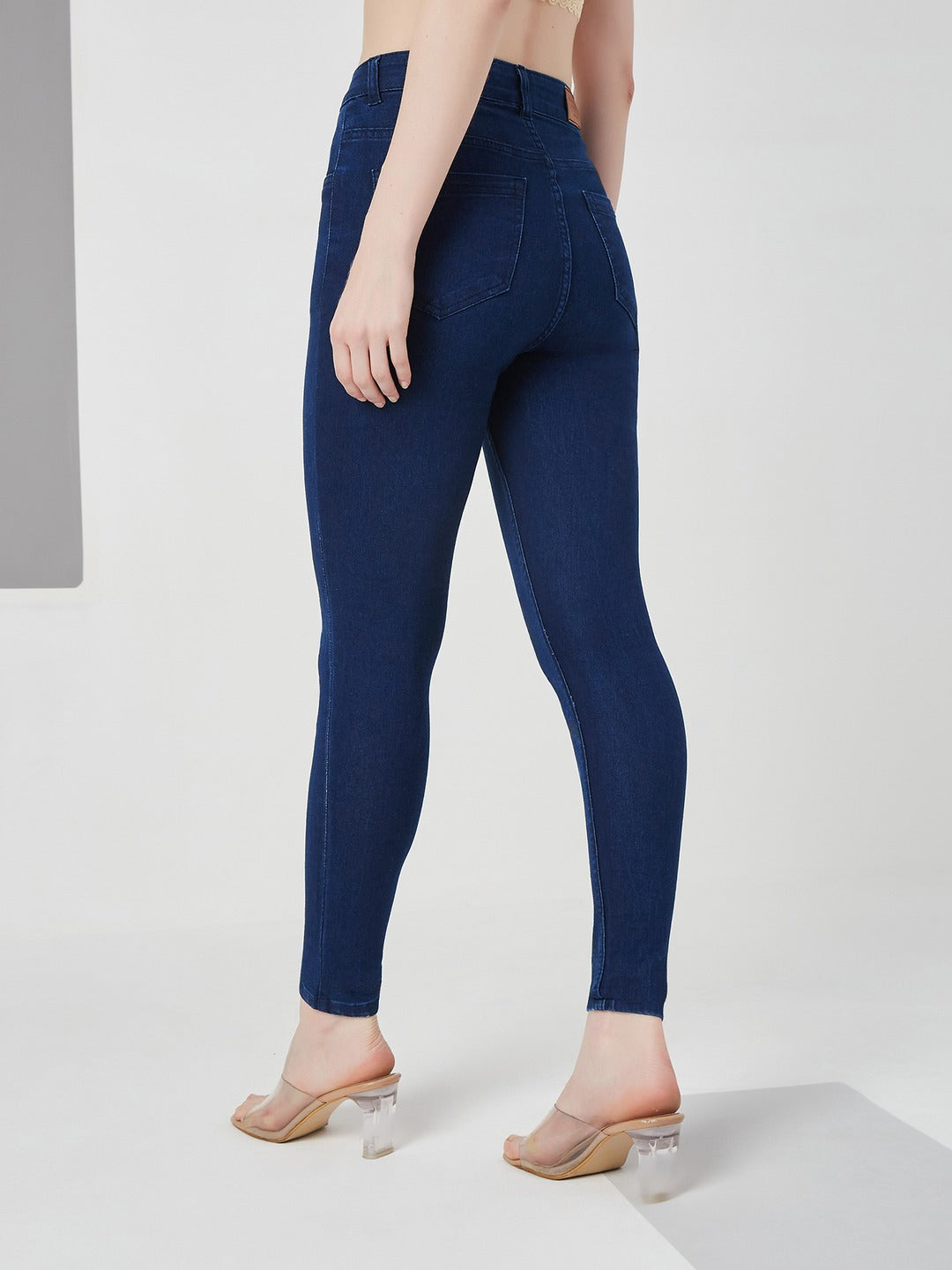 Navy Blue Skinny high-rise Regular Stretchable Denim Jeans for Women