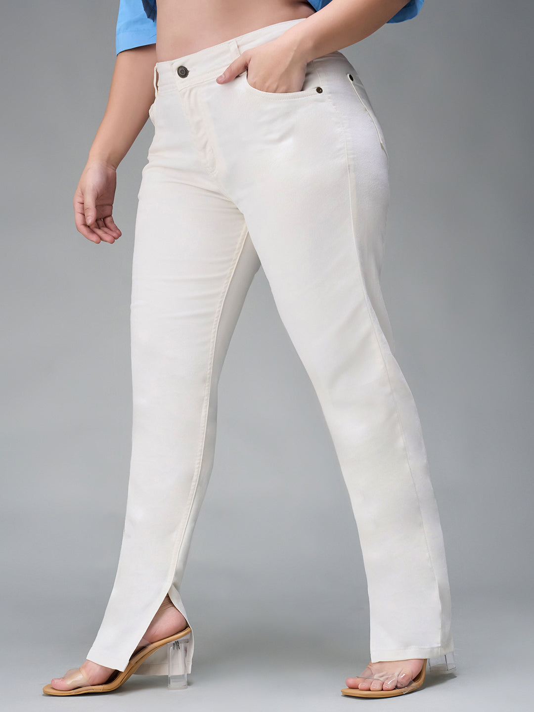 Women's White Skinny Mid Rise Stretchable Denim Jeans