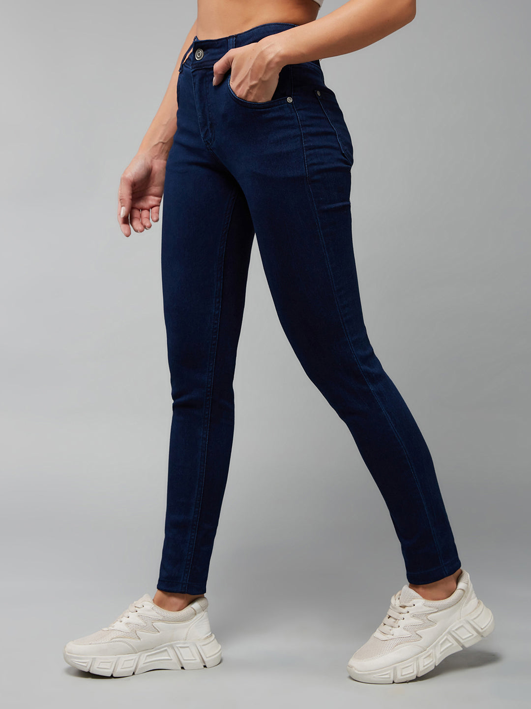 CHASEstretch™ Women's Navy Blue Skinny Fit Mid Rise Denim Jeans