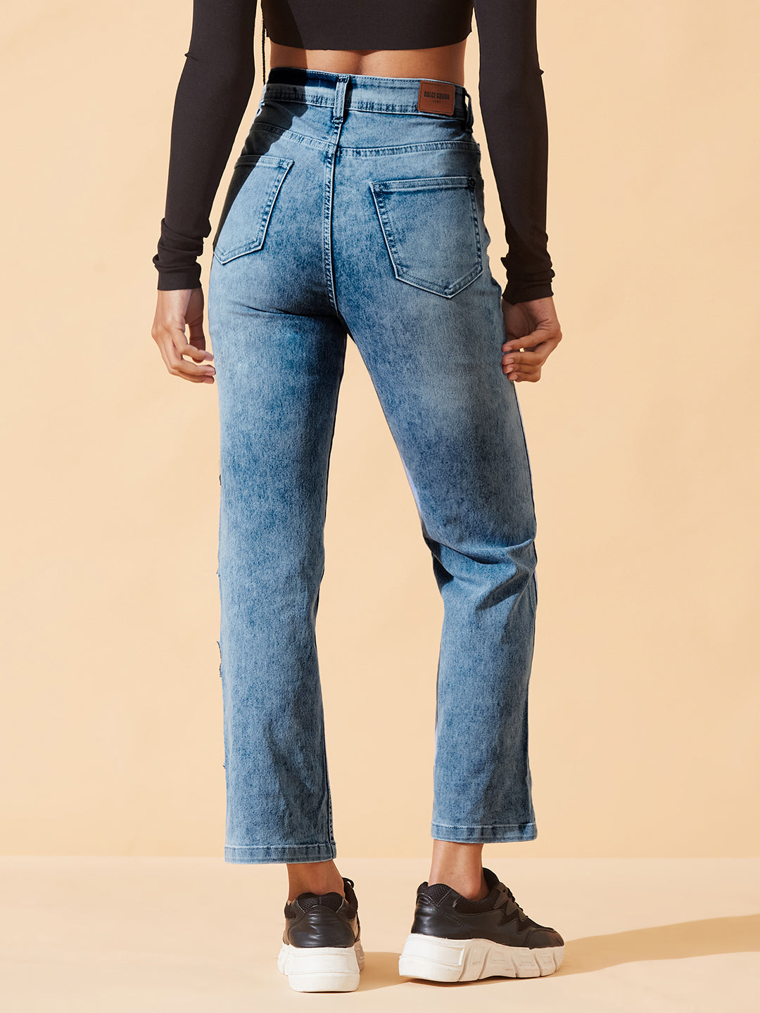 Light-Blue Slim-Fit High-Rise Stretchable Denim Jeans For Women