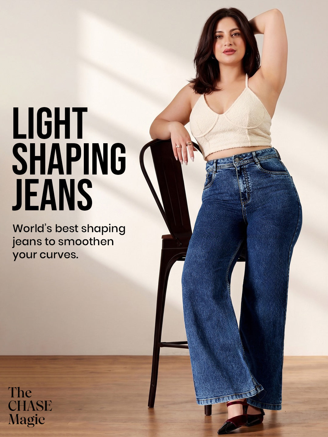 CHASEshape™ Navy Blue Bootcut High Rise Stretchable Denim Shaping Jeans for Women