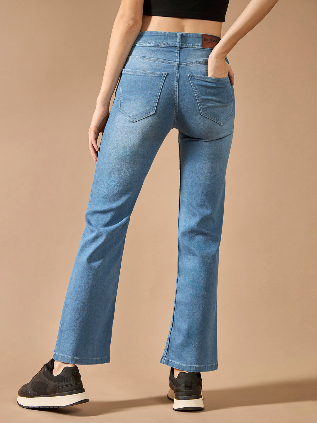 Women's Light Blue Wide-Leg Mid Rise Light Weight Denim Jeans