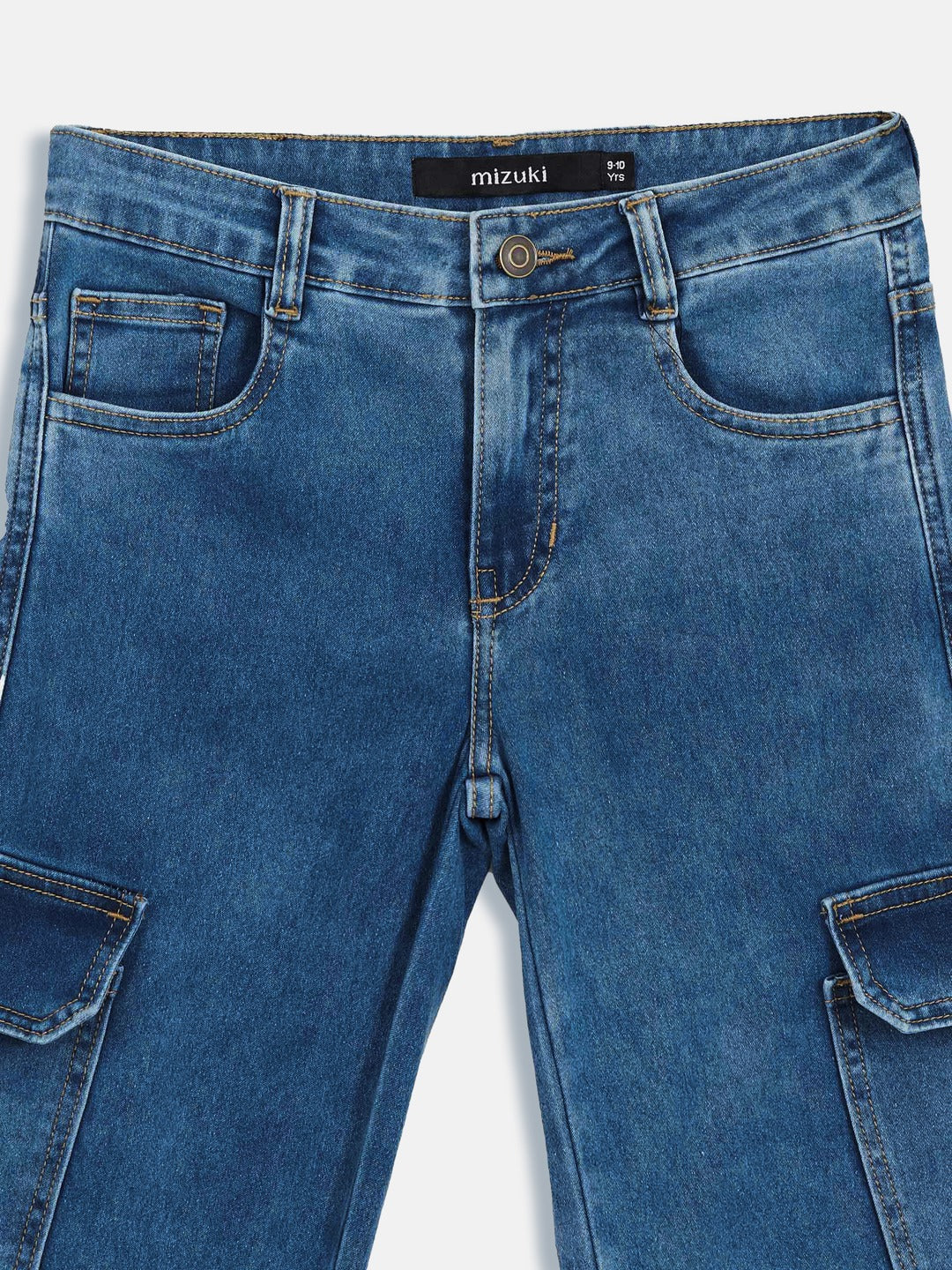 Blue Wide-Leg High-Rise Clean-Look Regular-Length Stretchable Denim Jeans for Girls/Teenagers