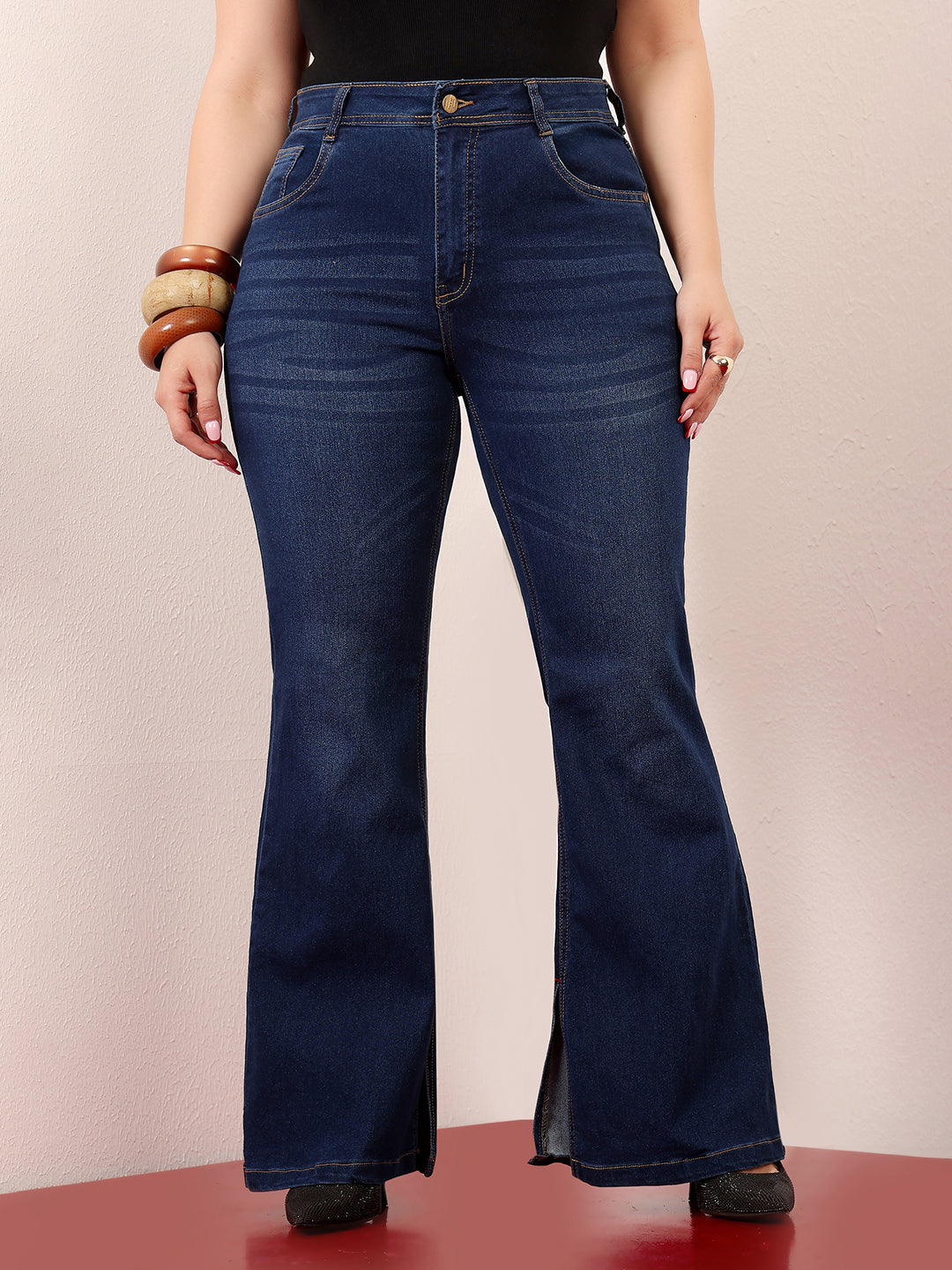 24/7 Comfort Women's Blue Bootcut Mid-Rise Length Denim Stretchable Jeans