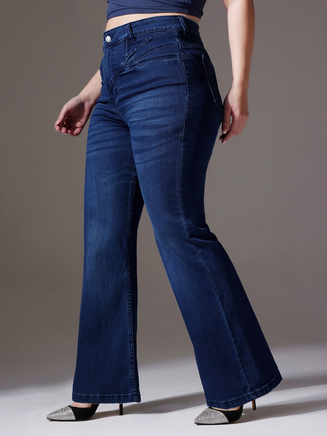CHASEshape™ Navy Blue Bootcut High Rise Stretchable Denim Shaping Jeans for Women