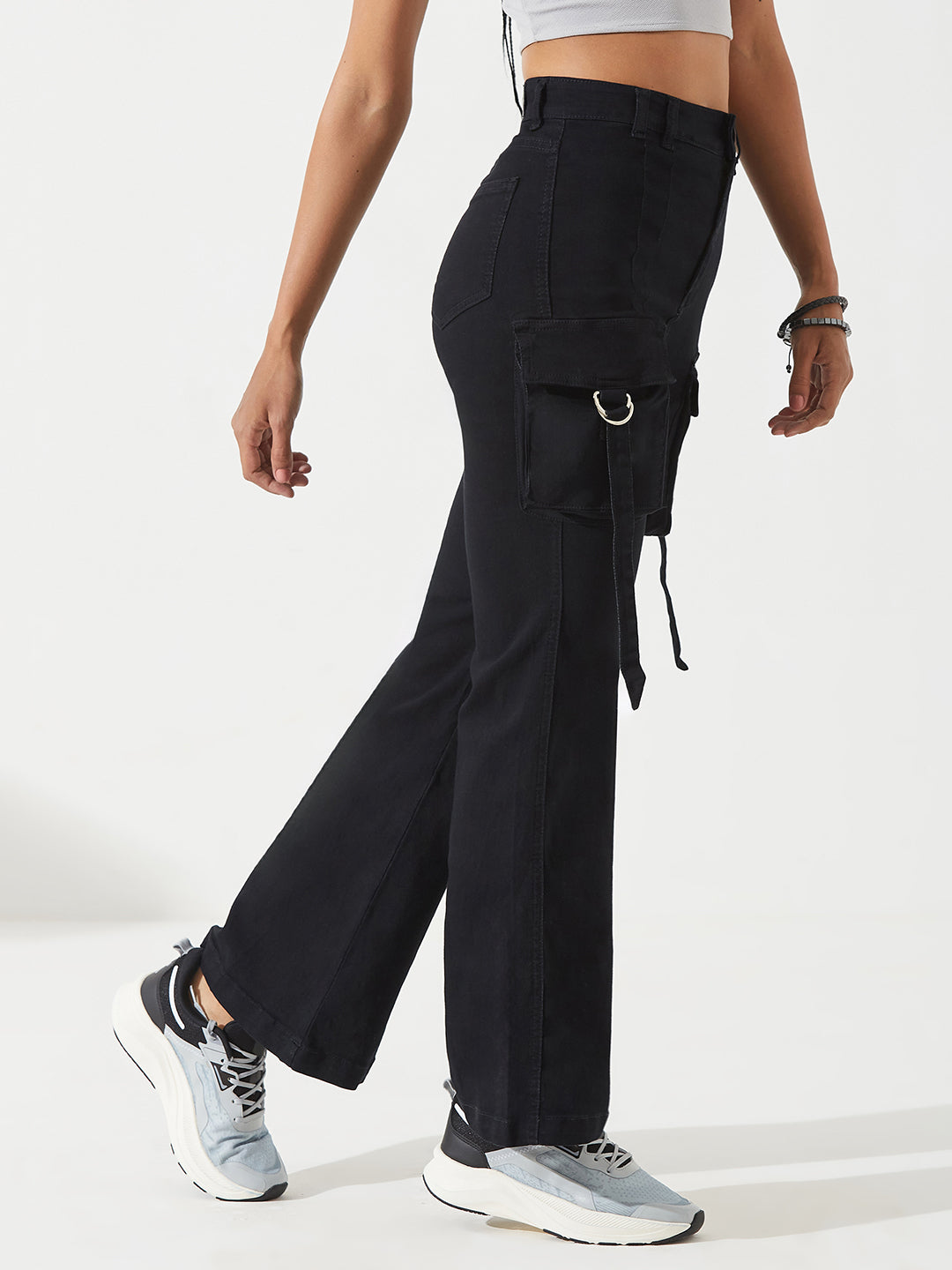 Black Bootcut High-Rise Stretchable Denim Jeans For Women