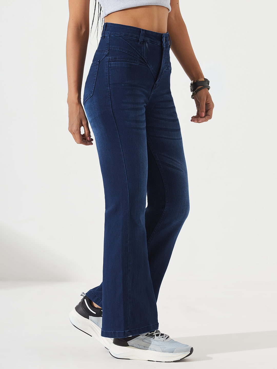CHASEshape™ Light-Shaping Bootcut High-Rise Navy Blue Denim Jeans with Boning Technology