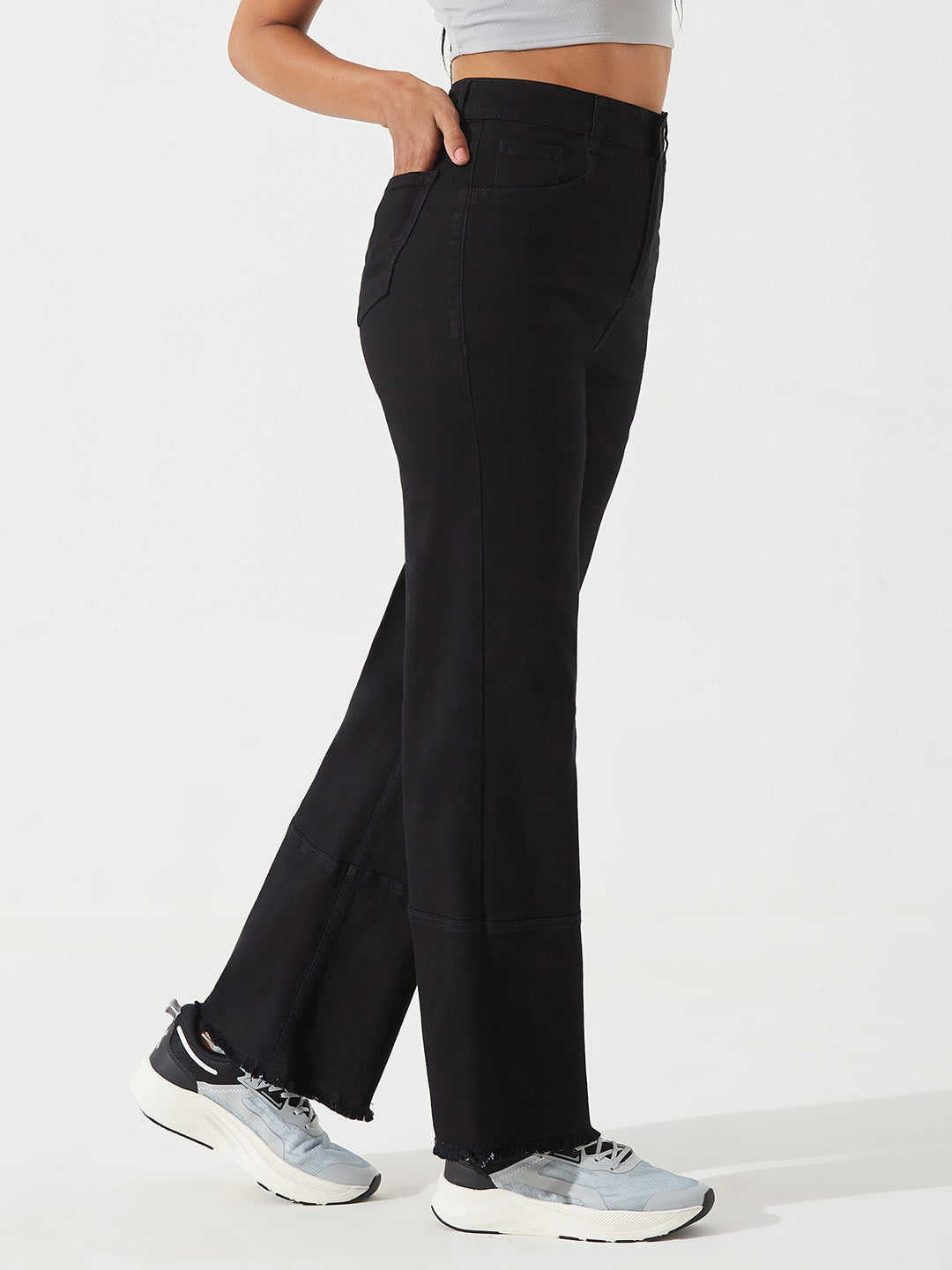 CHASEstretch™ Black Wide-Leg High-Rise Stretchable Denim Jeans for Women
