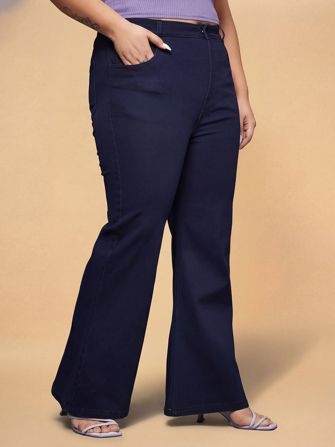 CHASEshape™ Navy Blue Bootcut High Rise Stretchable Denim Jeans for Women