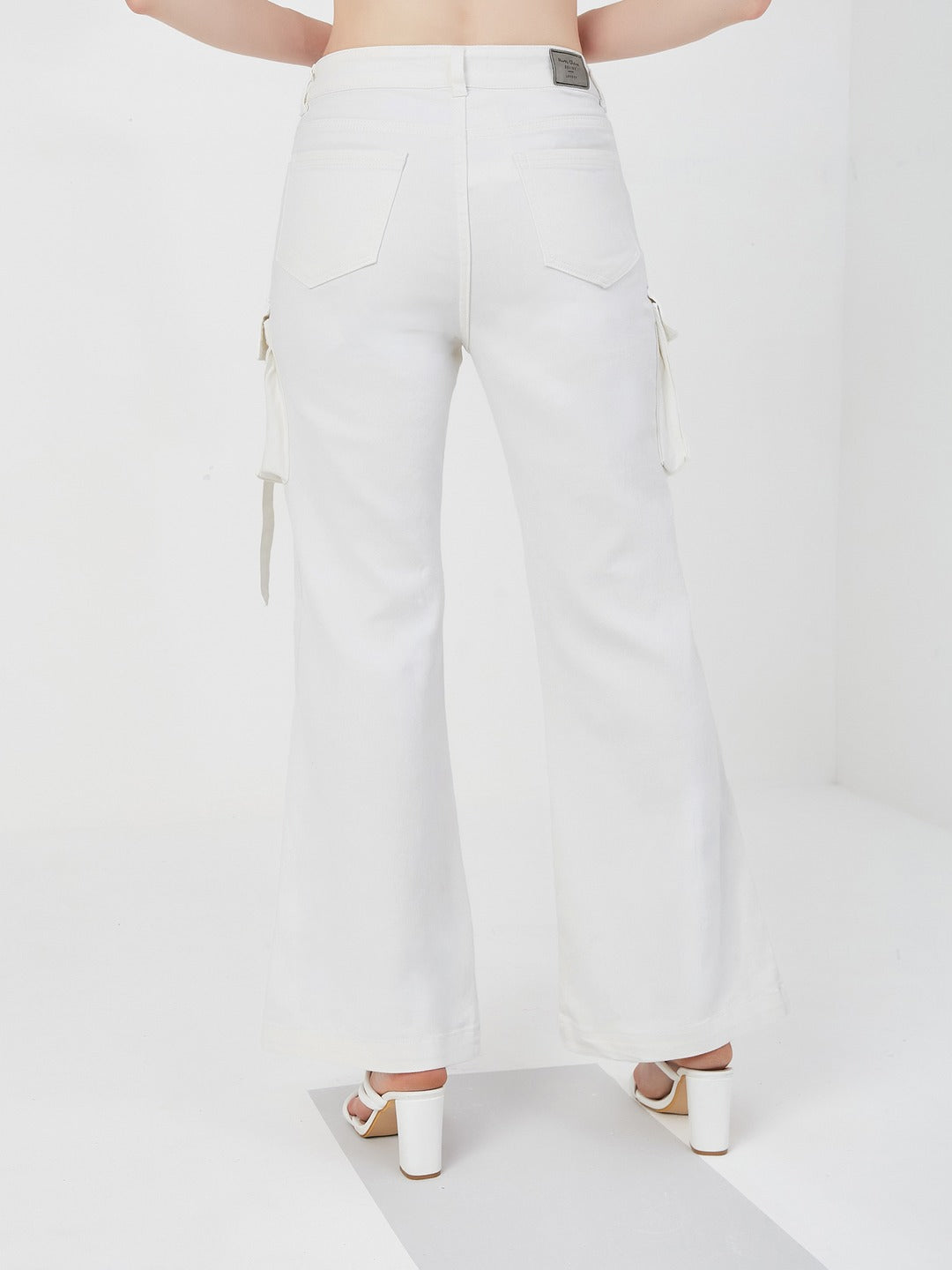 White Bootcut high-rise Regular Stretchable Denim Jeans for Women