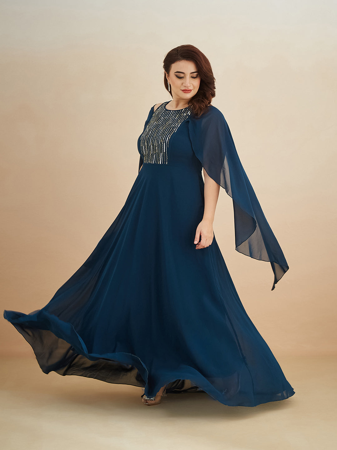 Teal Solid Relaxed Fit Round Neck Sleeveless Maxi Dress  for Women