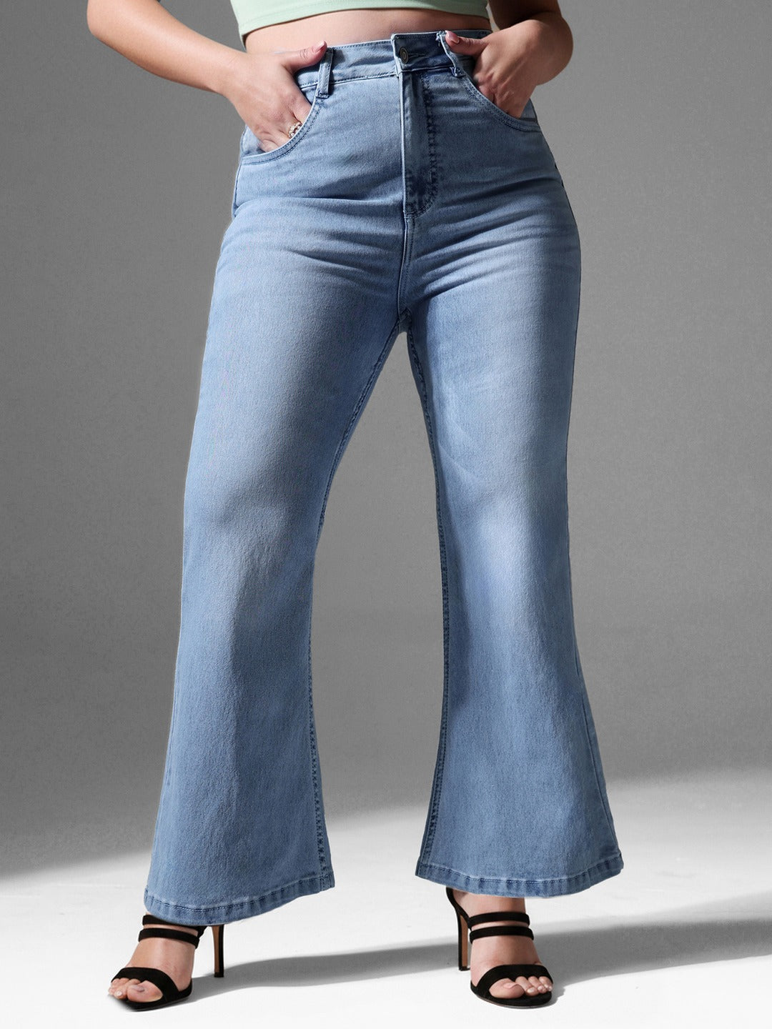 CHASEshape™ Light Blue High Rise Regular Stretchable Denim Bootcut Shaping Jeans for Women