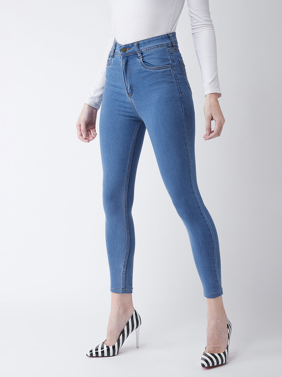 24/7 comfort  Blue Skinny High-Rise Cropped Denim Jeans