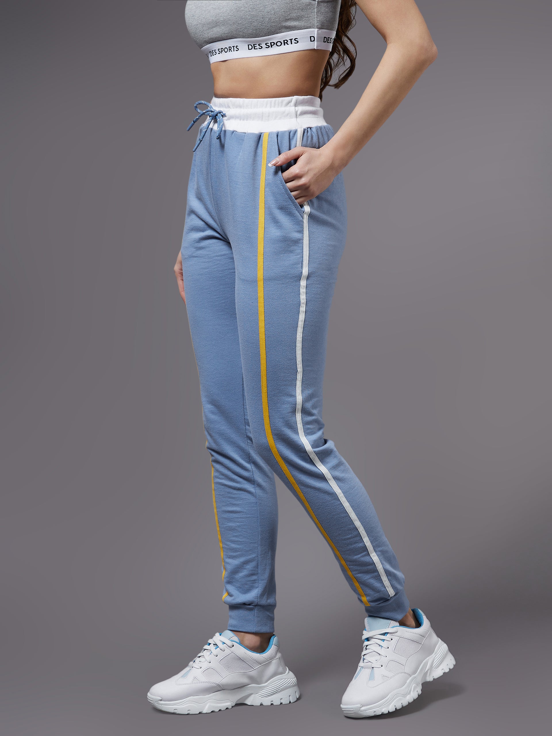 Women's Blue Solid Regular Joggers