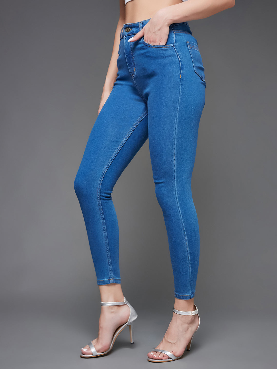 CHASEstretch™ Women's Blue Skinny High Rise Clean Look Cropped Denim Jeans