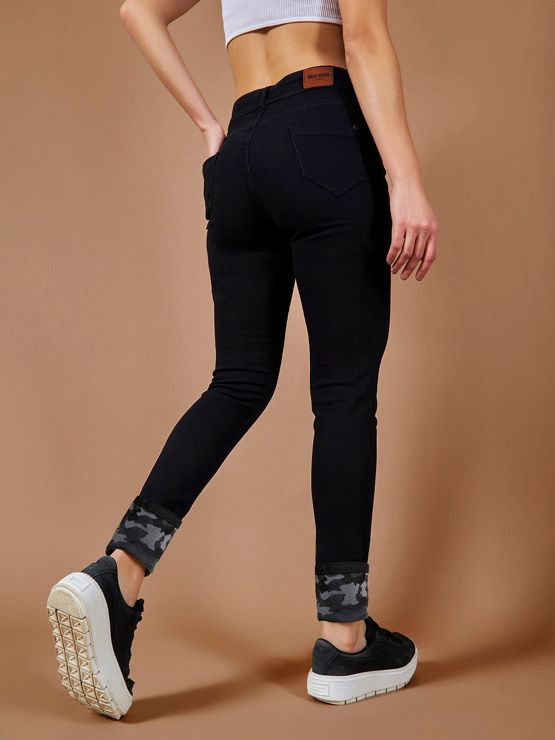 Women's Black High Rise Slim Fit Regular Length Stretchable Denim Jeans