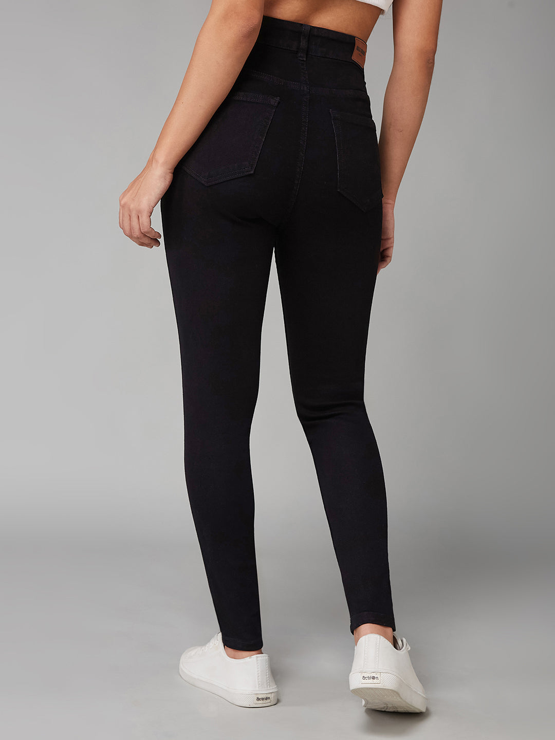 Women's Black OD Skinny High Rise Clean Look Regular Stretchable Denim Jeans